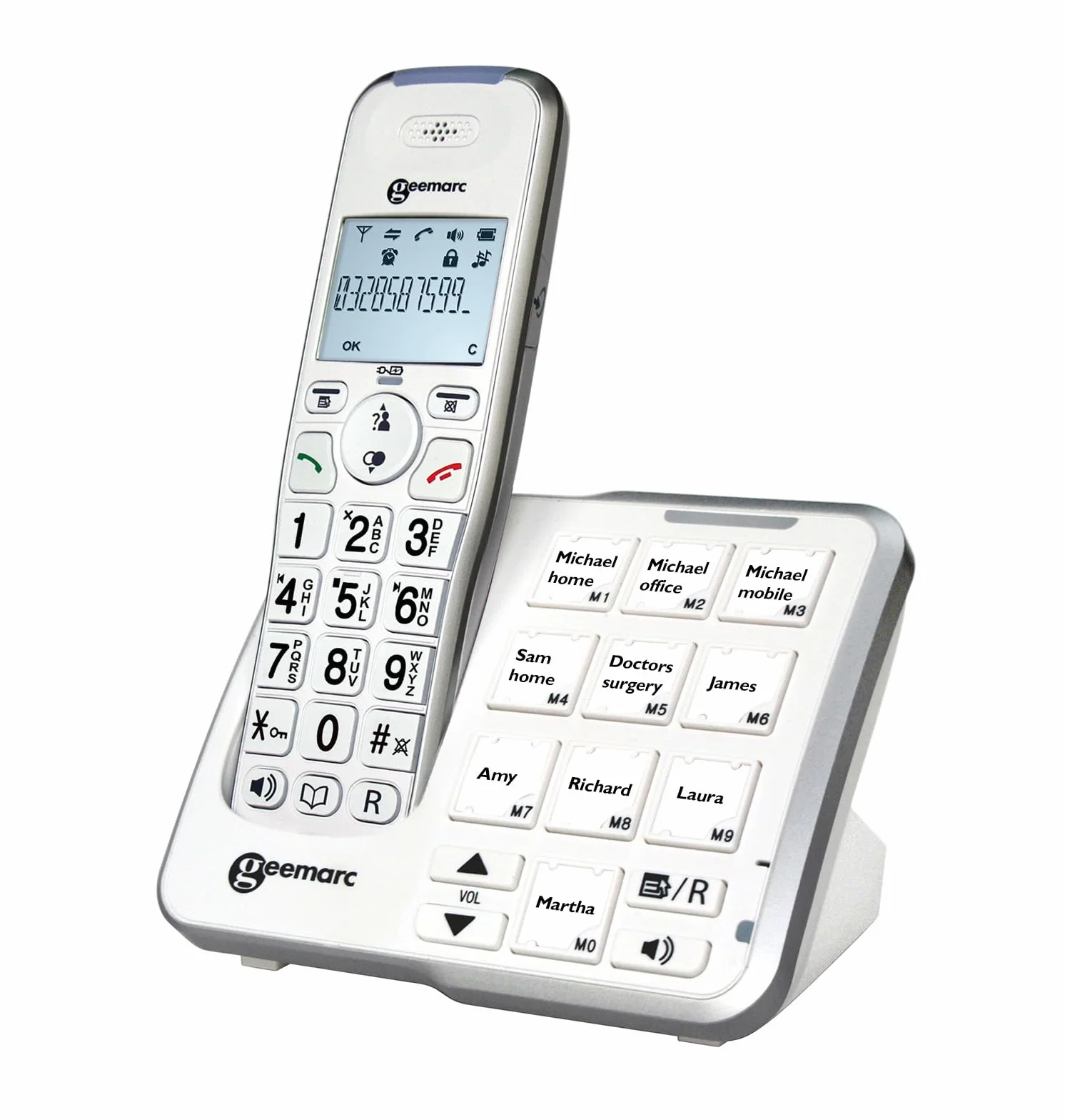 Geemarc Amplidect 295 Photo - wzmocniony telefon stacjonarny z automatyczną sekretarką, mocnym dzwonkiem i dużymi, dopasowywanymi przyciskami fotograficznymi dla seniorów – od niewielkiego do