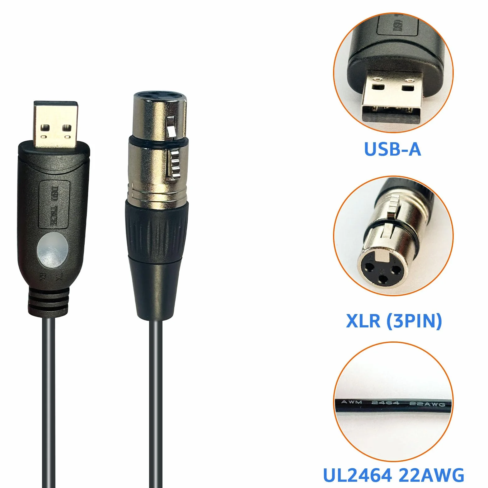 DSD TECH SH-RS09B Kabel USB do DMX obsługuje Freestyler QLC i Pi Open Lighting (3 m)