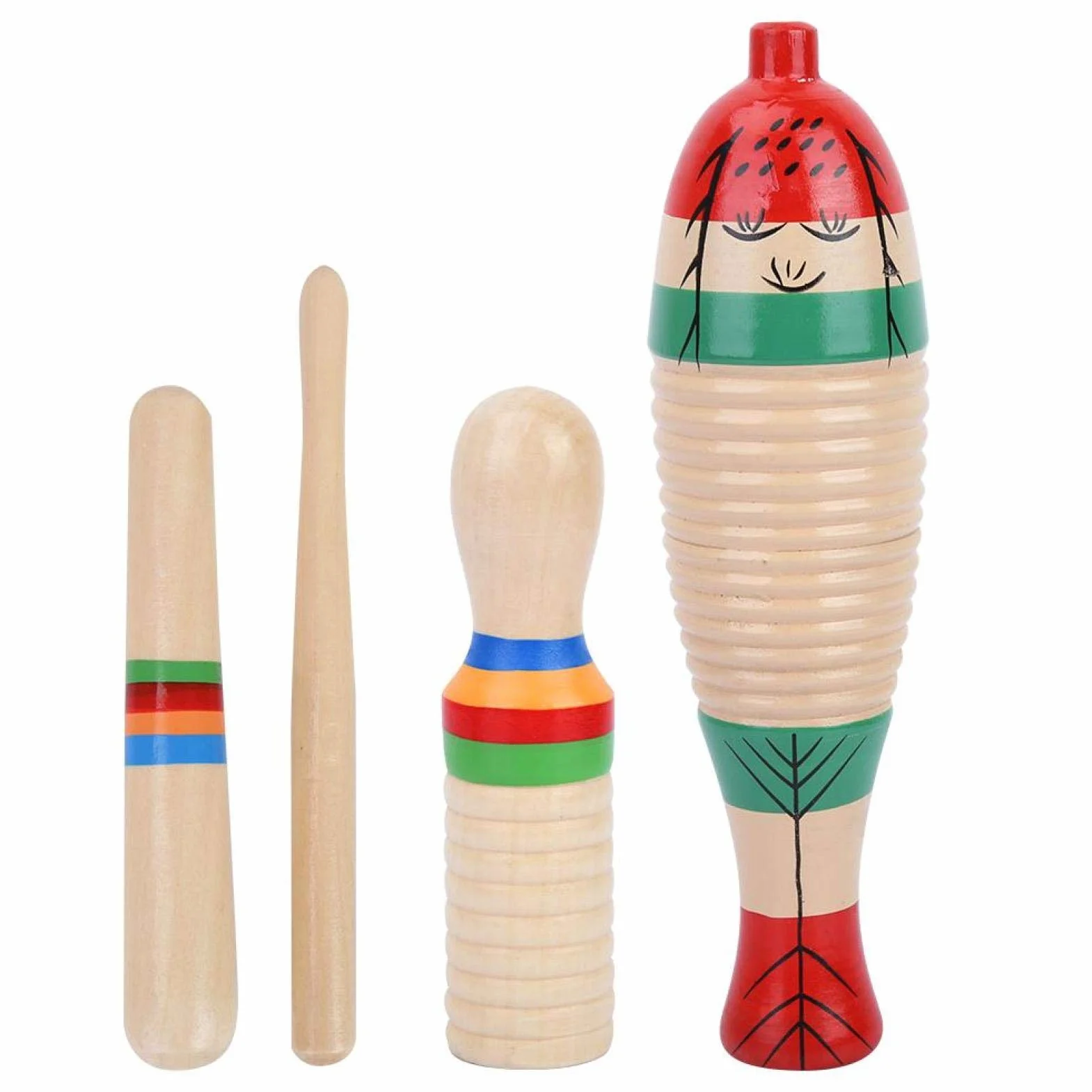 Drewniany skrobak Guiro Sound Tube Muzyczny instrument perkusyjny Kolorowy instrument perkusyjny dla dzieci bawiących się w przedszkolu