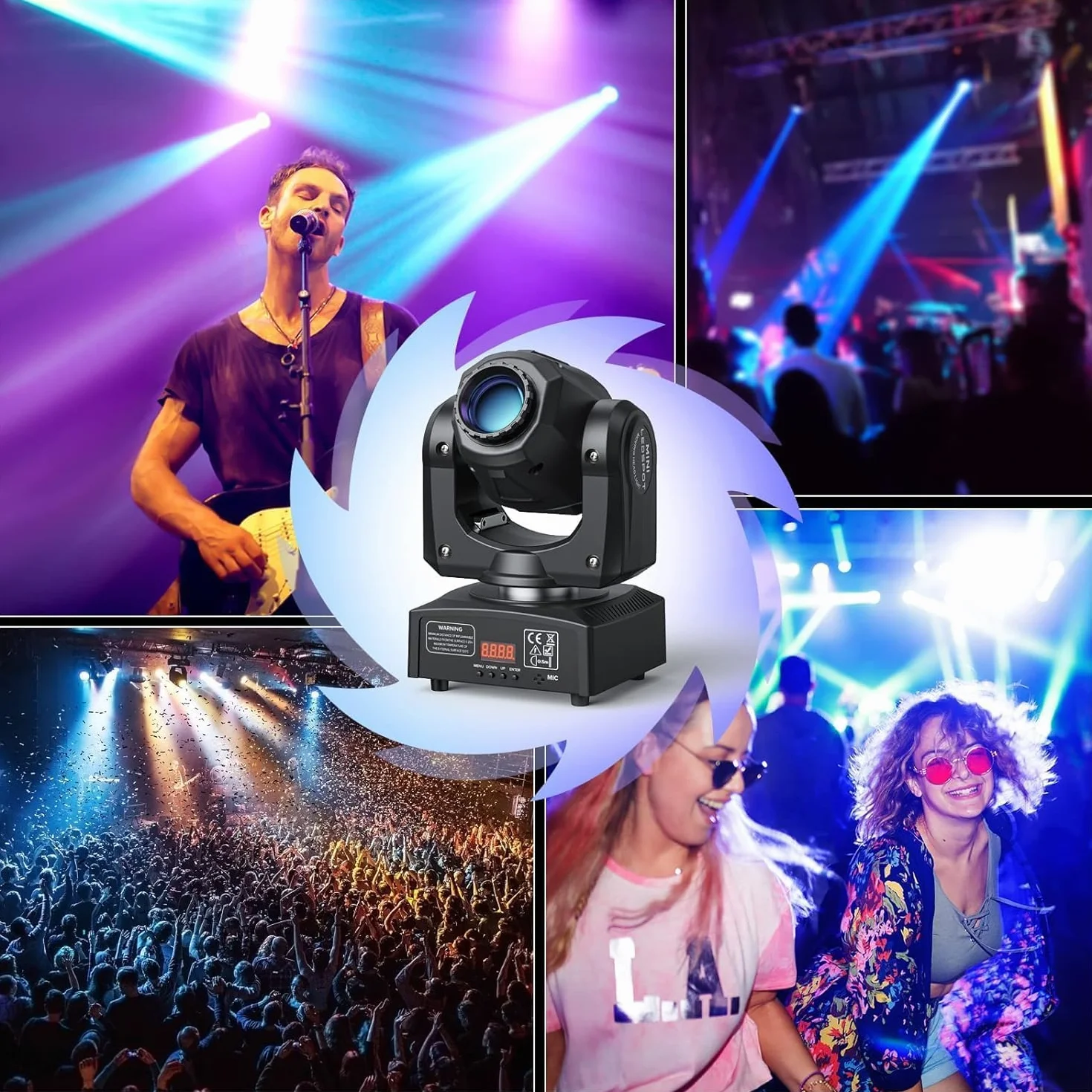 UKing 50W Ruchoma Głowica LED Oświetlenie Dyskotekowe DMX 512 RGBW 8 Gobo 9/11 Kanałów