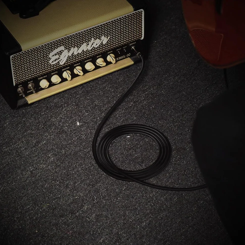 Kabel instrumentalny, elektryczny kabel AMP 1/4 do gitary i gitary basowej, keyboardu, mandoliny elektrycznej, Pro Audio (RIGHT, 3 m/10 ft)