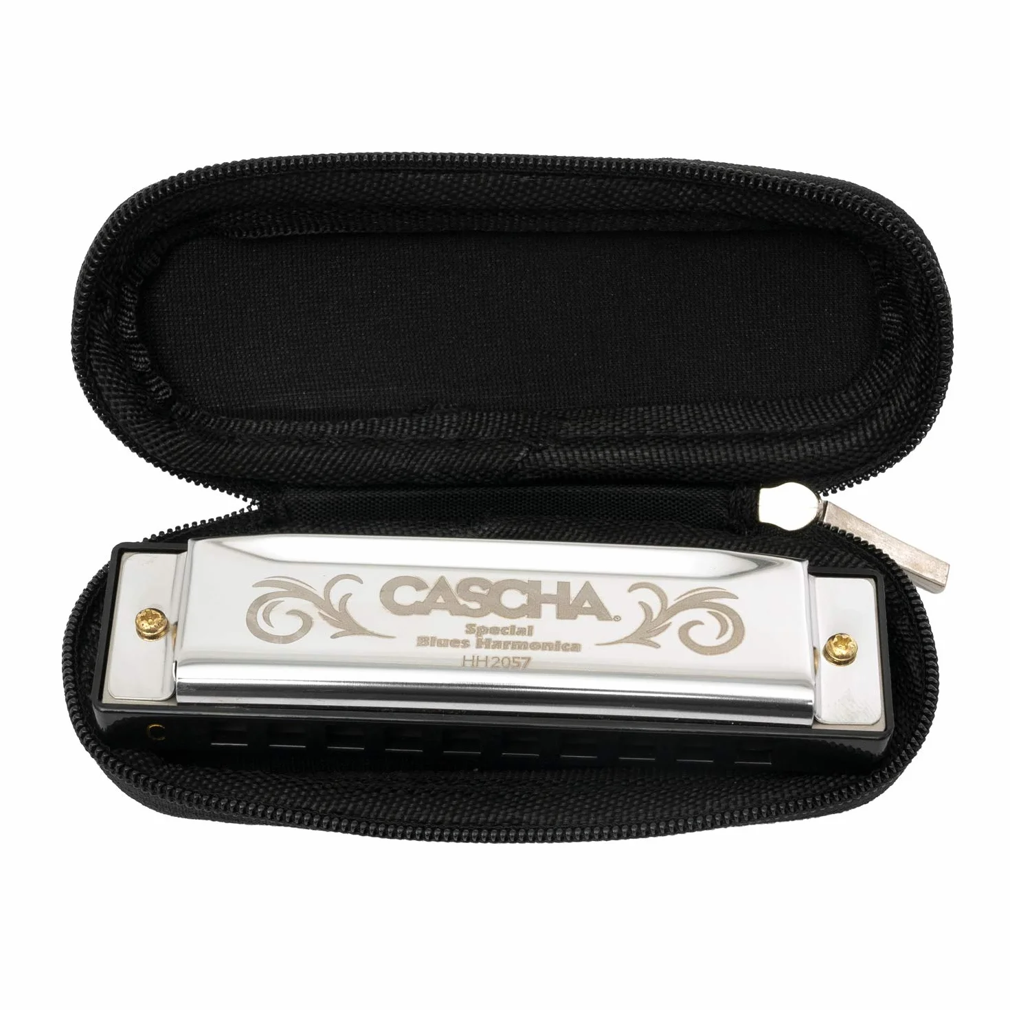 CASCHA Torba harmonijkowa czarna I Soft-Case na 1 sztukę harmonijki diatonicznej I torba Blues Harp z praktyczną szlufką na pasek I wytrzymała torba na pasek I Harmonica Case black HH 226