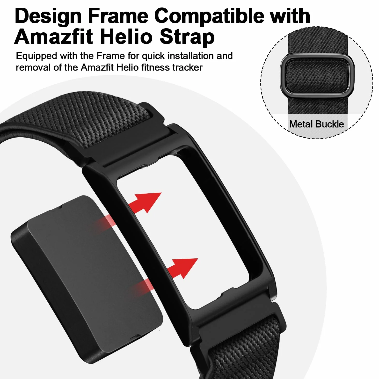 Sportowa opaska na nadgarstek, kompatybilna z Amazfit Helio, nylonowy pasek na biceps, 22 mm, z ramą, do Zepp, Amazfit Helio, akcesoria, paski zastępcze na kostkę, dla mężczyzn i kobiet