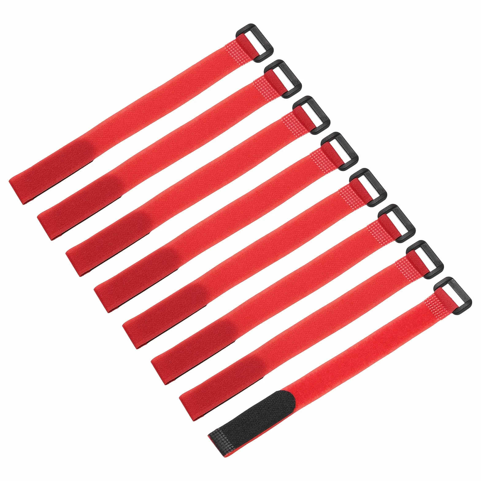 QUARKZMAN 8 sztuk pasów mocujących na baterie wielokrotnego użytku, 0,8 x 30 cm, czerwony nylon, uniwersalny pasek na baterie, regulowany pasek mocujący na rzepy, do quadcoptera