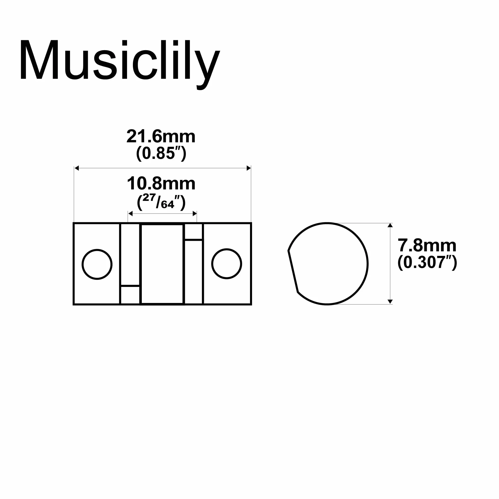 Musiclily Ultra 10,8mm Mosiądz Kompensacją Telecaster Siodełka Mostka do Gitary Elektrycznej typu Tele, Oryginalny Kolor Nikiel Śruby(3 szt.)