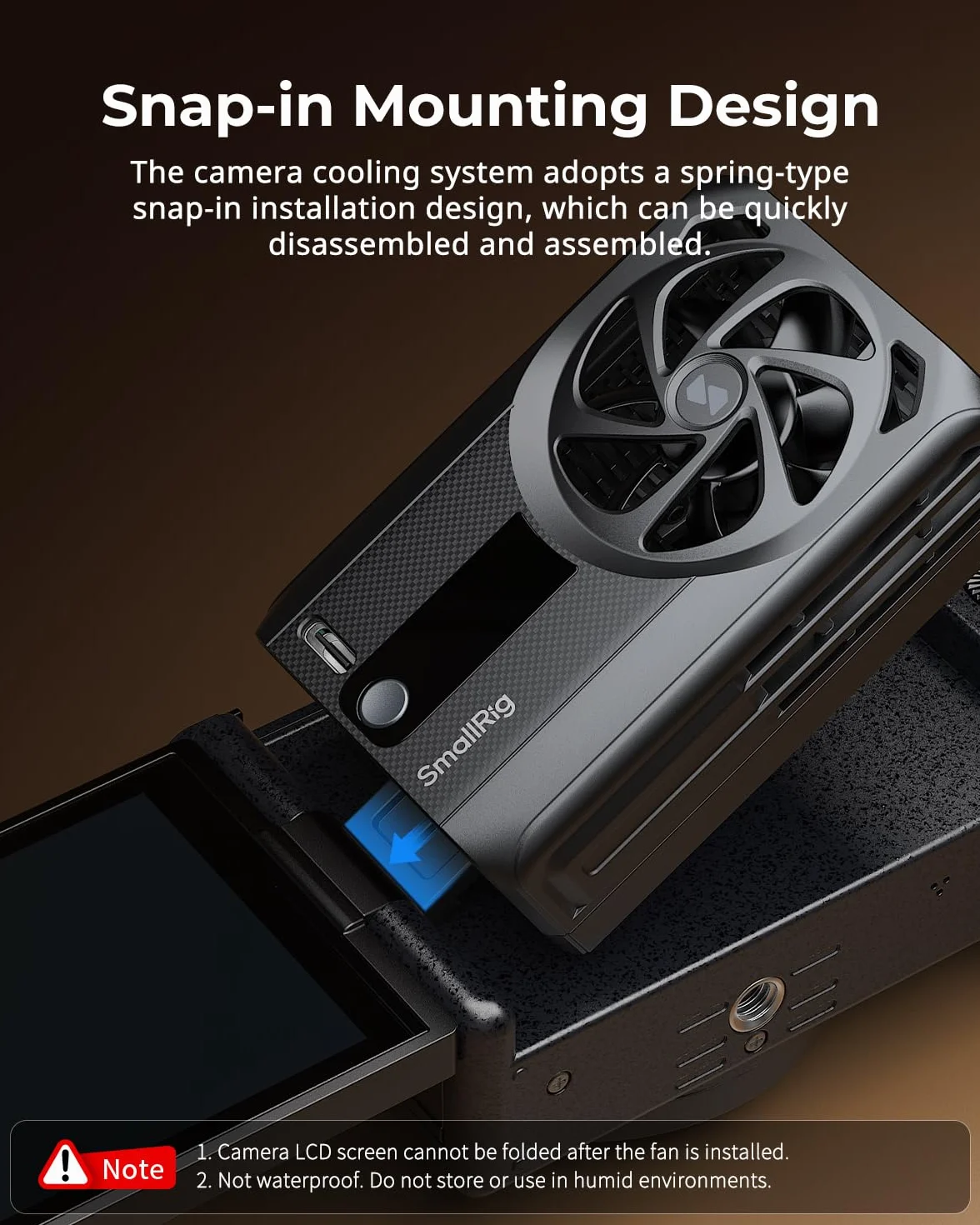 SMALLRIG Kühlventilator mit integriertem Akku, externes Kamerakühlsystem, Einrastdesign für Sony A7 IV/A7S III/A7C II/A6700/ZV-E10/ZV-E10 II/FX3/FX30, für Canon R5/R5 Mark II/R6 Mark III - 5329