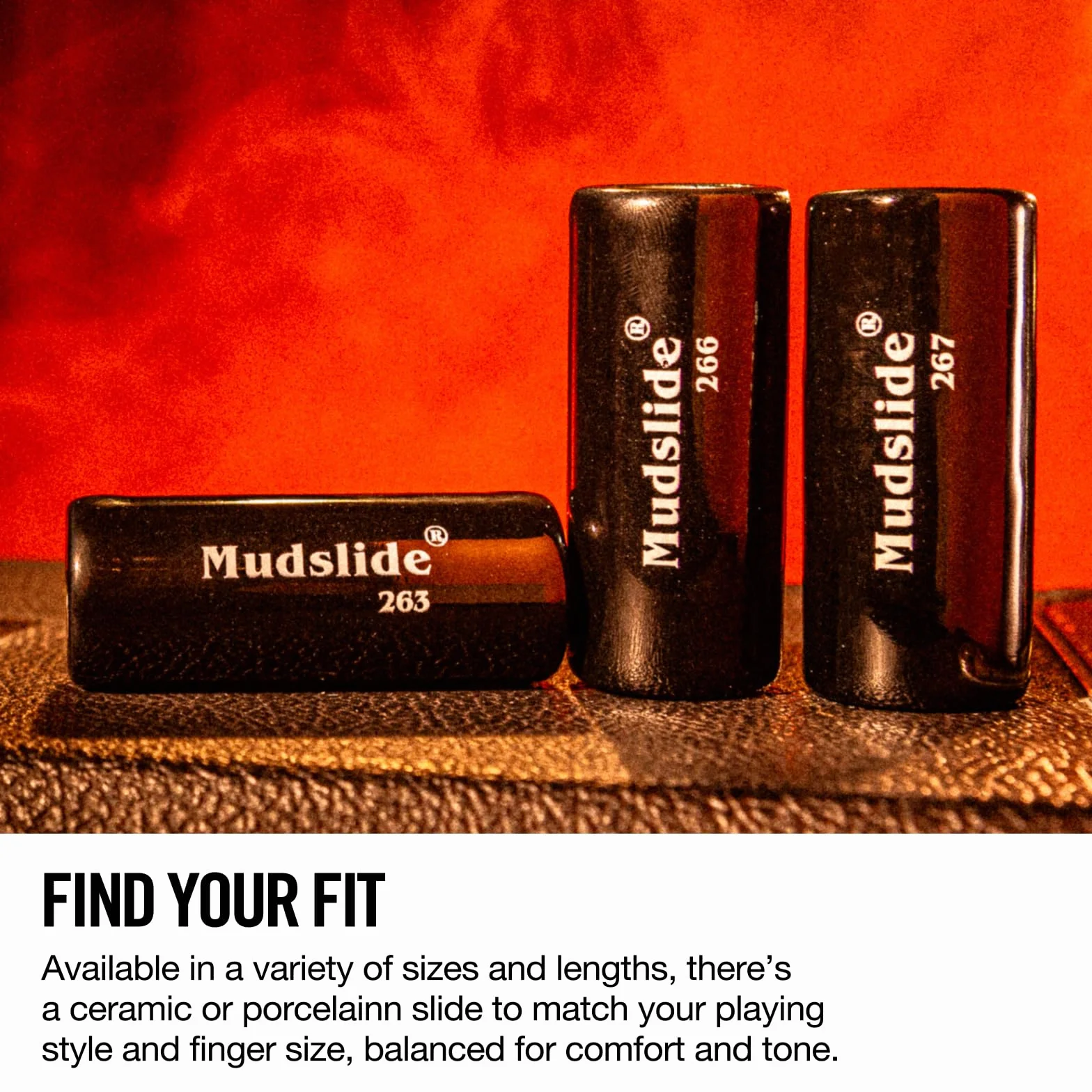 Dunlop 263 Mudslide medium Porzellan Slide, schwarz - Bottleneck