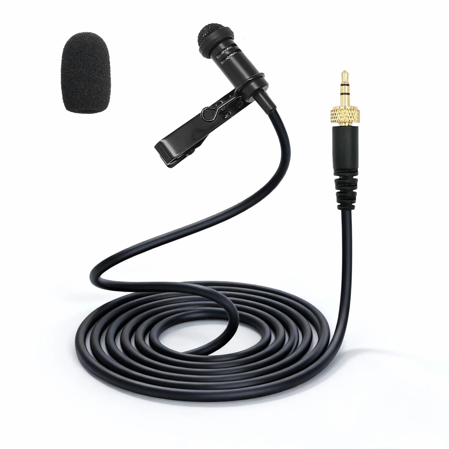 Mikrofon Lavalier kompatybilny z Sennheiser bezprzewodowy nadajnik bodypack wielokierunkowy mikrofon pojemnościowy przewodowy 3,5 mm klapa TRS do wykładów na żywo YouTube 1,5 m czarny
