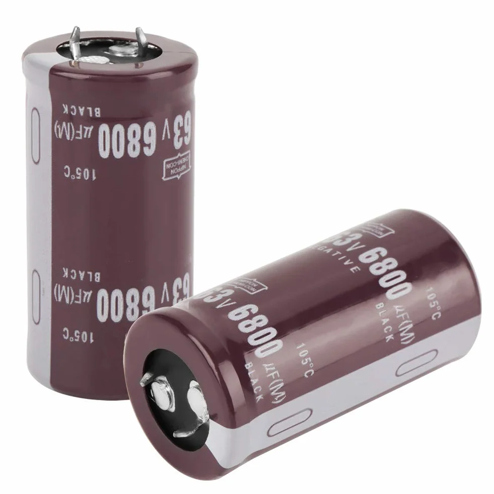 Kondensator Elektrolityczny 6800uF 63V Kondensator 2 szt. 63V 6800uF Kondensator Elektrolityczny 105 Bypass Filtrowanie Strojenie Obwodu Energii