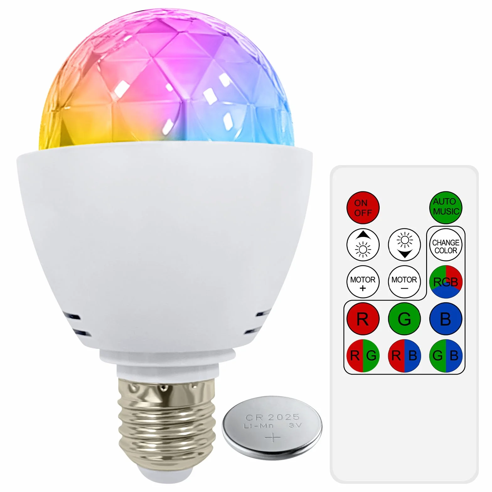 Kryształowa kula LED E27 RGB z pilotem zdalnego sterowania dyskotekowa
