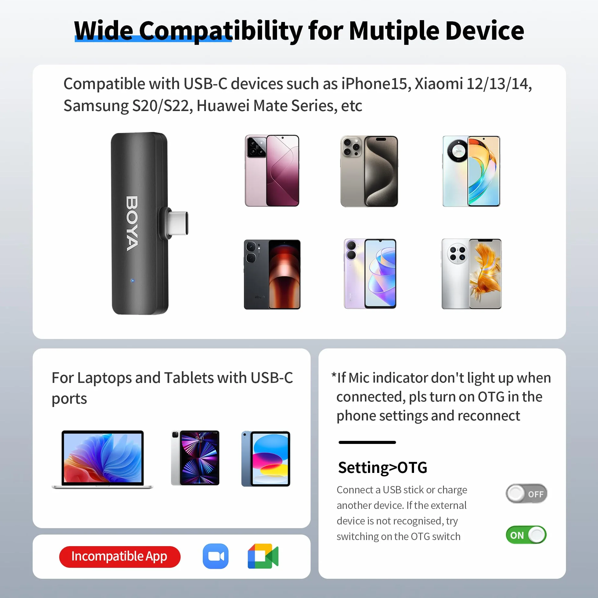 Boya BY-V4U Bezprzewodowy Mikrofon Krawatowy do Androida iPhone 15/16 Series, Zasięg 199,9 m, Czas Pracy Baterii 18 Godzin z Redukcją Szumów, Kompatybilny z Nagrywaniem Wideo, Podcastami, Wywiadami