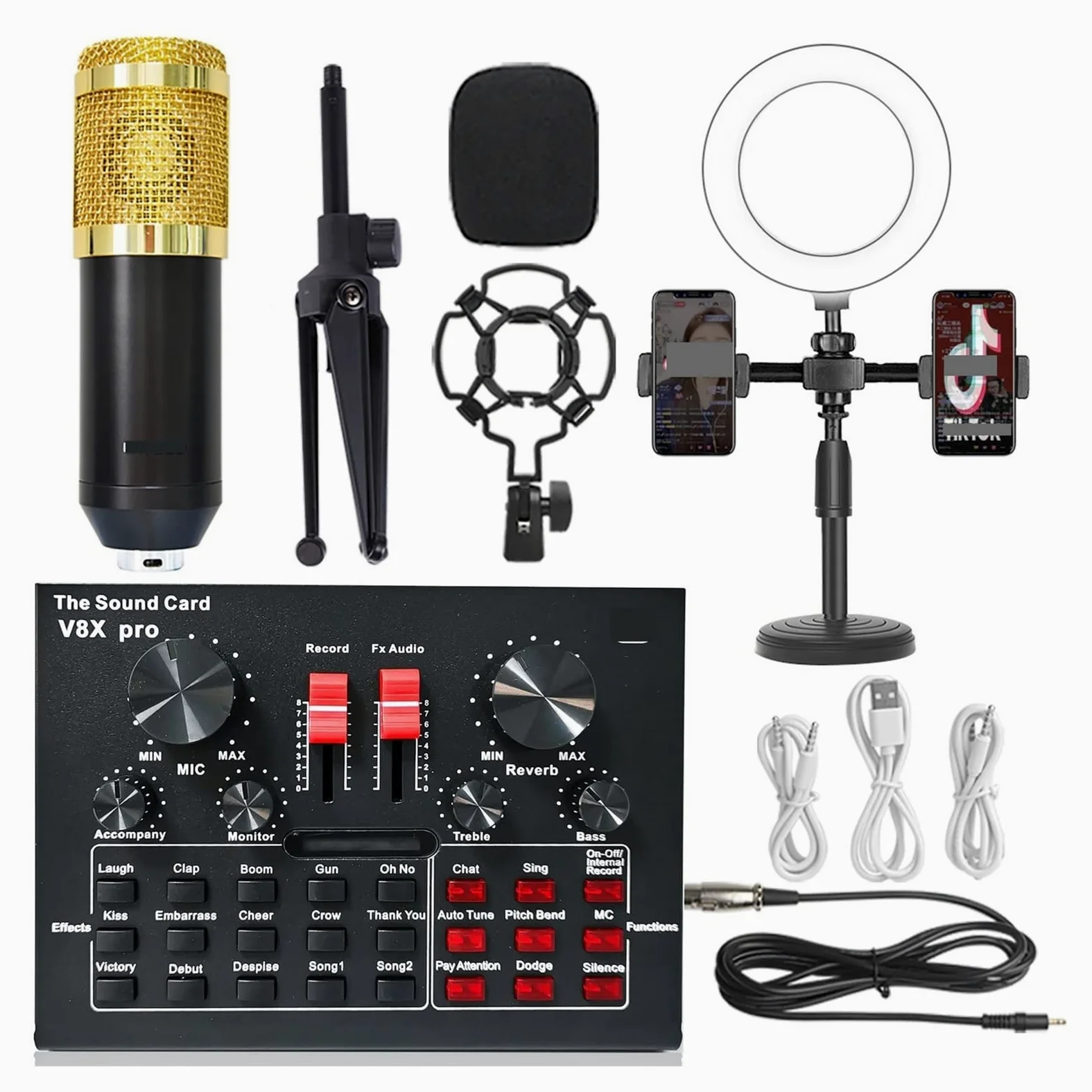 USB 5.0 Karta dźwiękowa audio USB Zewnętrzny zestaw słuchawkowy mikrofon internetowy transmisja transmisja adapter muzyka gier dla muzyki PC Komputer telefoniczny(BM900V8 LARGE)