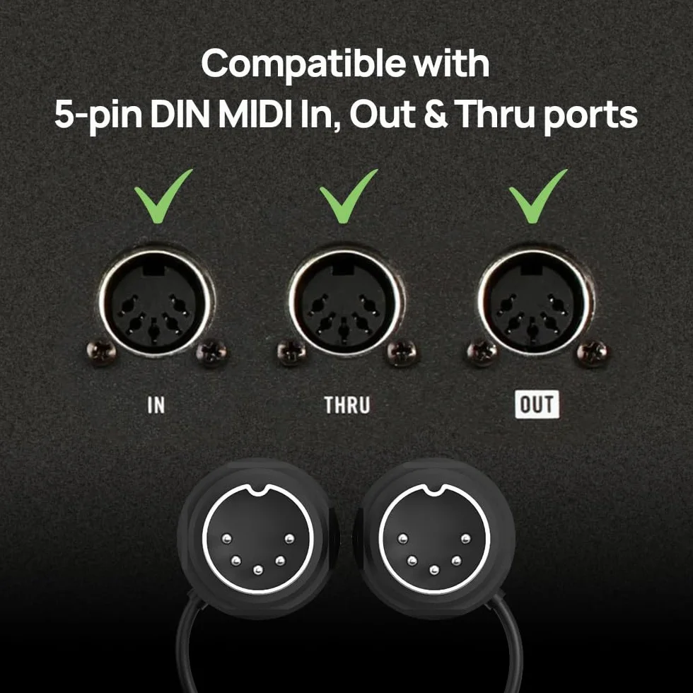 CME MIDI Cable 4-Pack – 60 cm, 5-Pin DIN, Niskoprofilowy – Ultra-Cienkie Wtyki Kątowe 45° w Układzie Lustrzanym do Kompaktowych Przestrzeni – Idealny do Interfejsów MIDI, Pedalboardów i Keyboardów