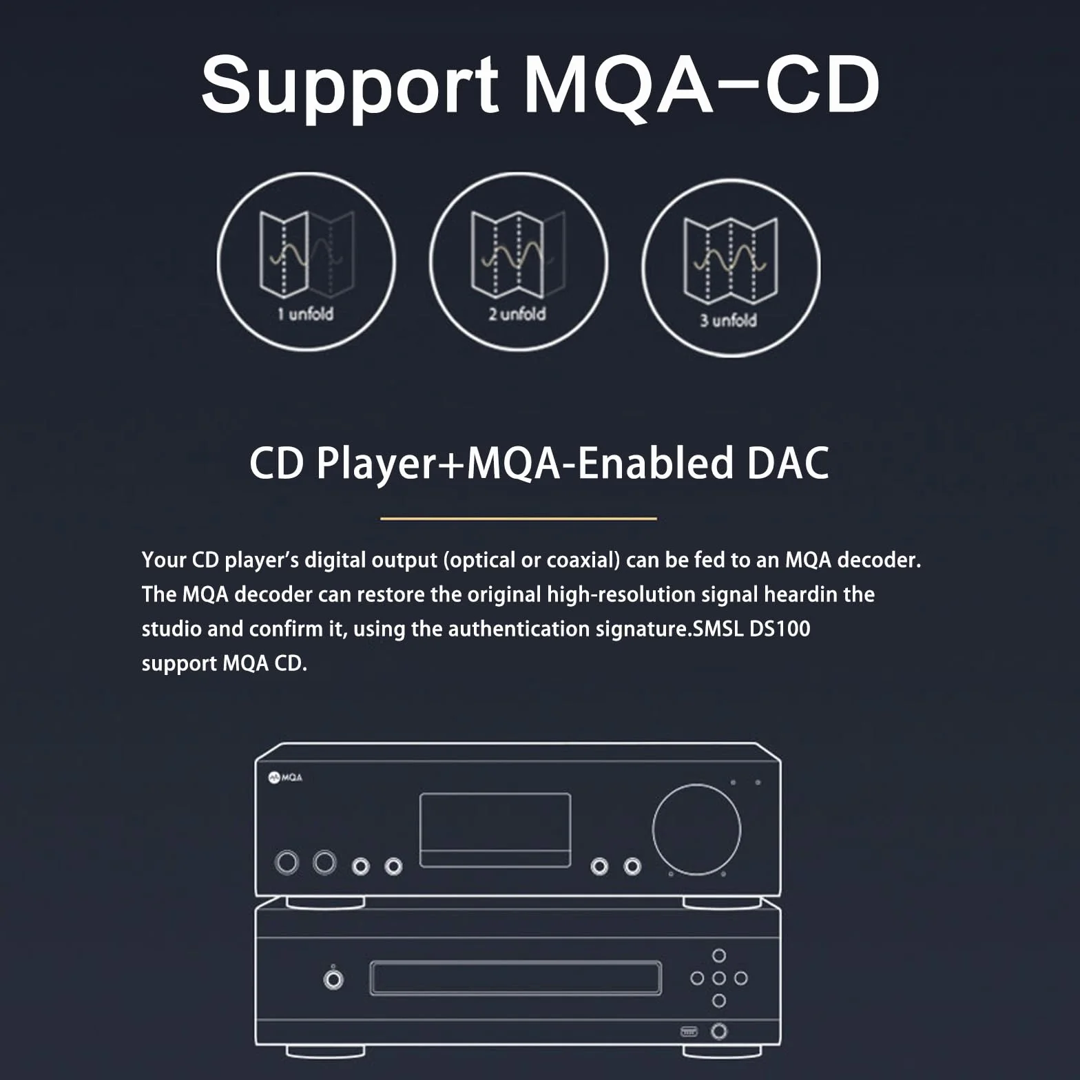 S.M.S.L DS100 USB MQA DAC z układem CS43131, wzmacniacz słuchawkowy 6,35 mm i 4,4 mm Obsługa MQA CD XMOS XU-316 32bit/768kHz DSD256 Wejście USB/optyczne/koncentryczne Mini DAC THD+N 0,00017%