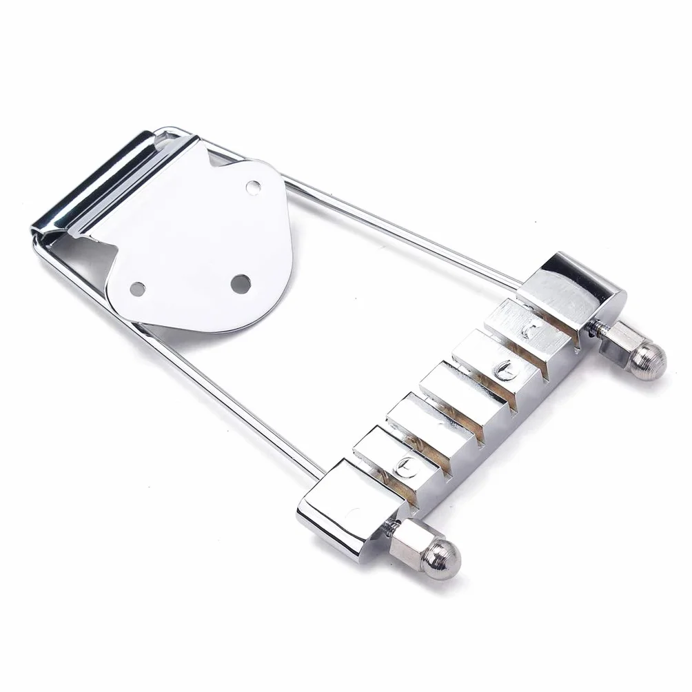 Alnicov 6-strunowy mostek trapezowy do gitary z fornirem do gitary jazzowej Archtop - chromowany