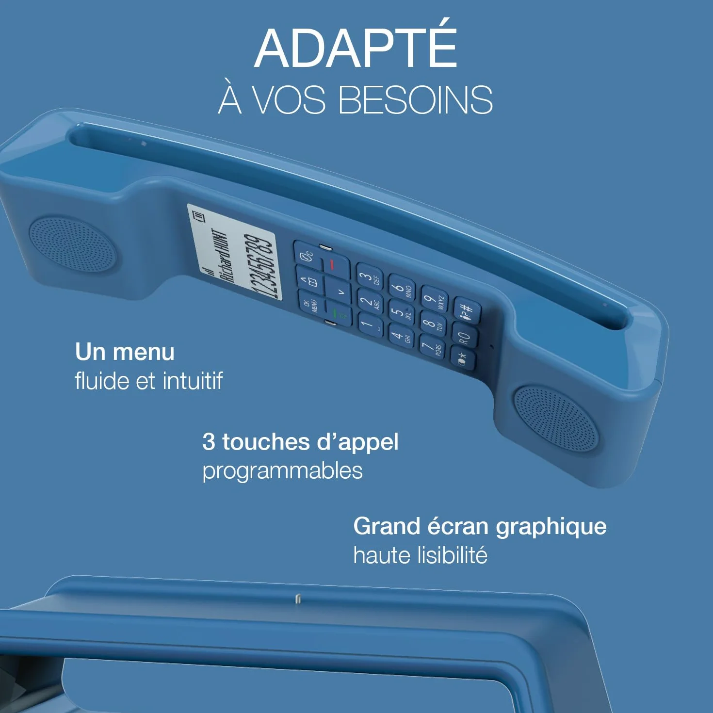 Alcatel ePure Iconic Blue - telefon bezprzewodowy DECT design, łatwy w użyciu, blokada niechcianych połączeń, zestaw głośnomówiący