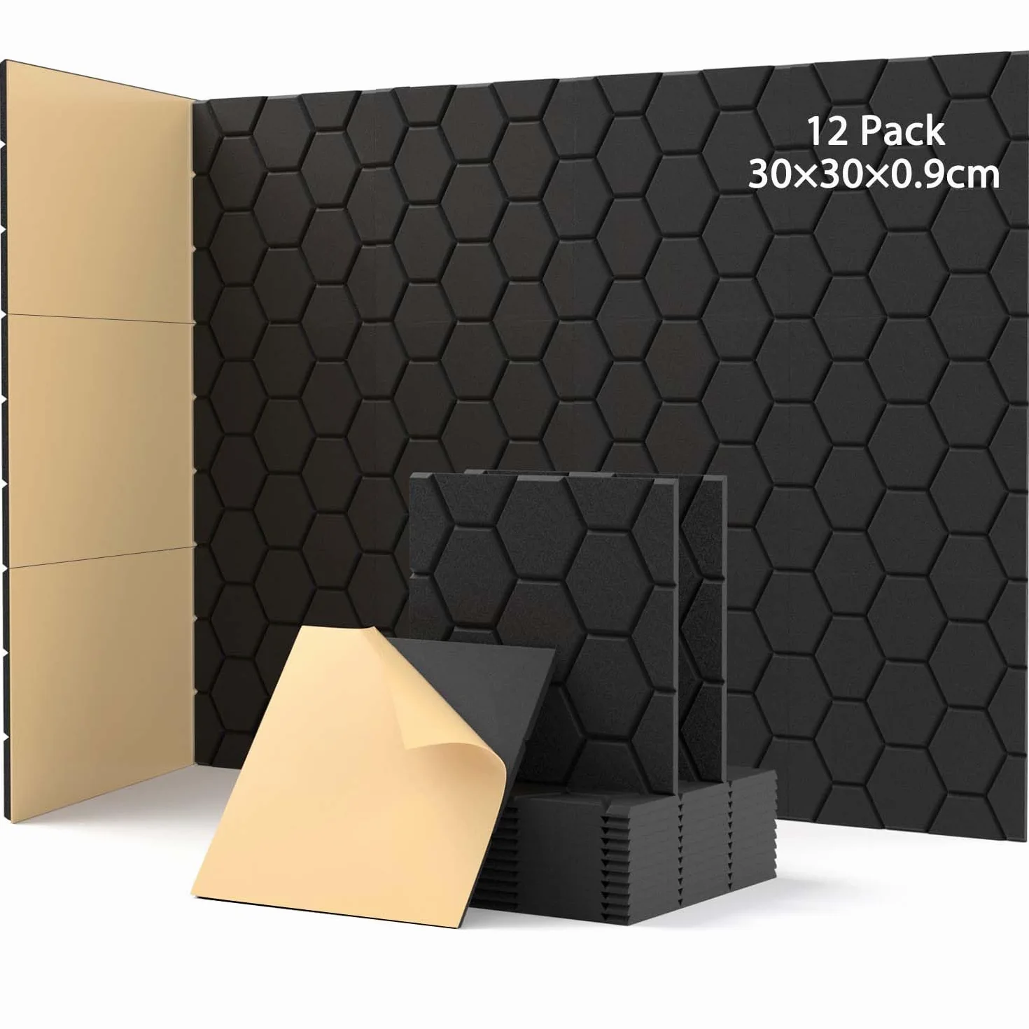 Panele akustyczne samoprzylepne 30x30x0,9 cm czarne
