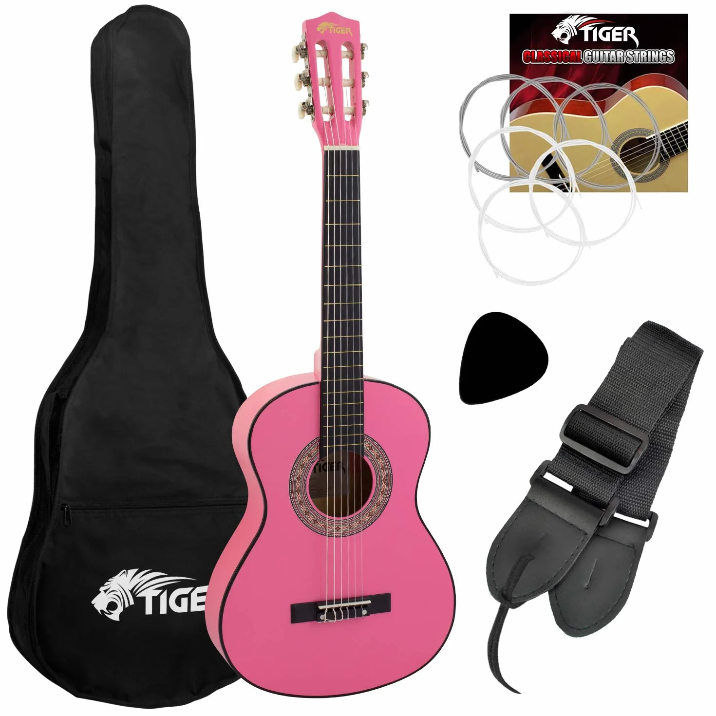 Gitara koncertowa TIGER CLG4-PK 3/4 naturalny różowa