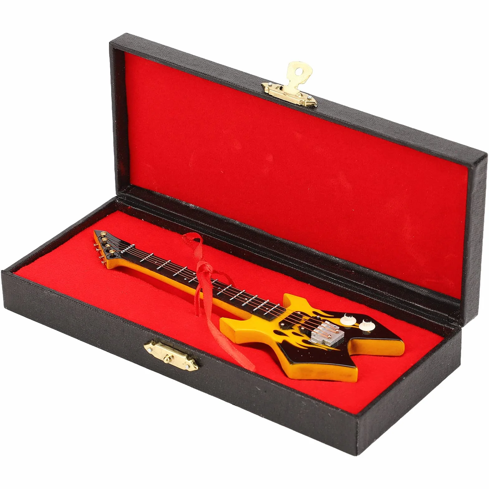 Mini Bas, Symulacja Klasyczna Kolekcja Instrumentów Dekoracyjnych Miniaturowy Model Gitary do Sypialni Studyjnej(Żółty)