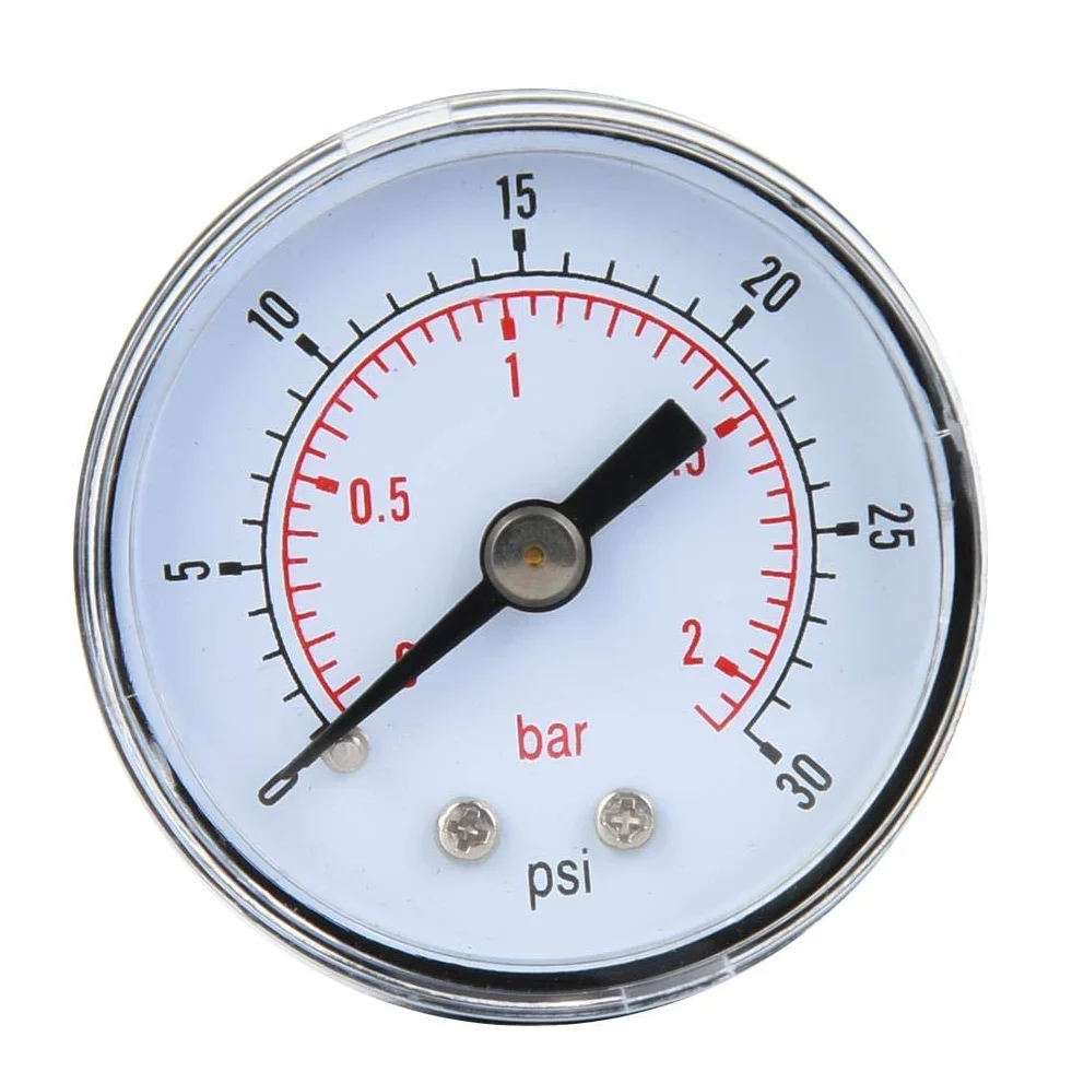 Mechaniczny manometr do, Manometry i odkurzacze Manometry Powietrza Olej Woda BSPT 1/8 cali Powrót połączenia (0-30psi,0-2bar)
