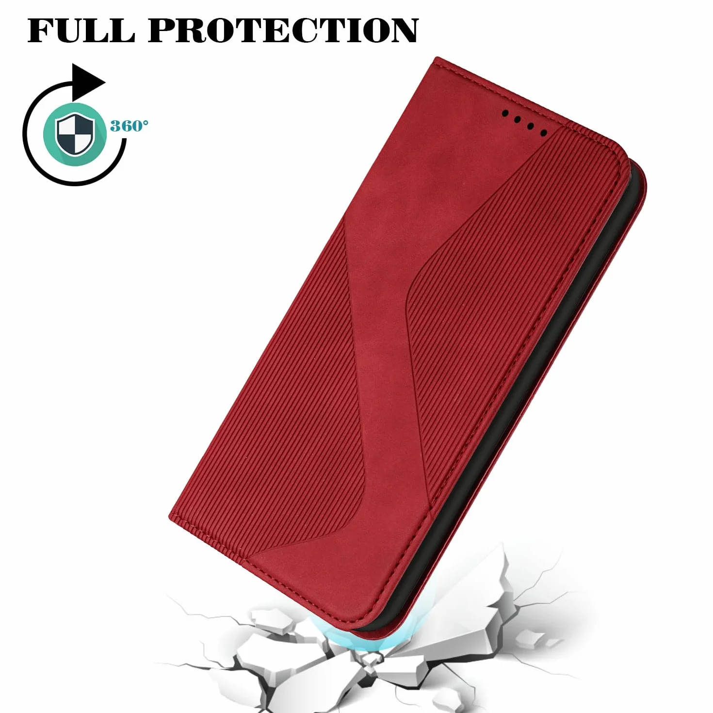 Etui na Motorola Moto G72 5G Portfel z klapką ze skóry PU, [3 miejsca na karty] [zamknięcie magnetyczne] [regulowany pasek na ramię] - Czerwony