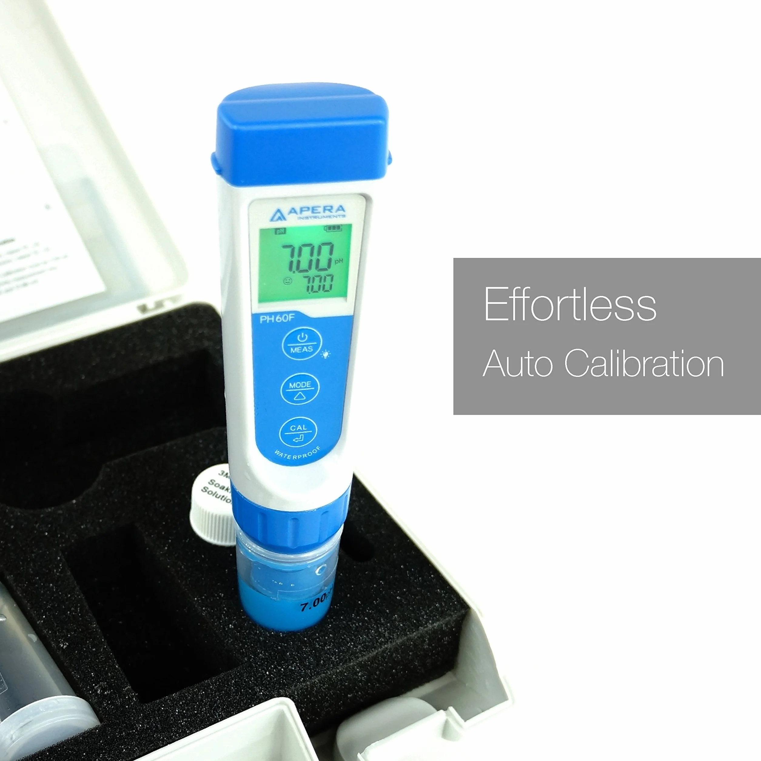 Apera Instruments PH60F Premium miernik pH z płaską elektrodą (dokładność pH ± 0,01, zakres pomiaru pH -2,0-14,0, wymienna elektroda, wodoodporny, wskaźnik temperatury)