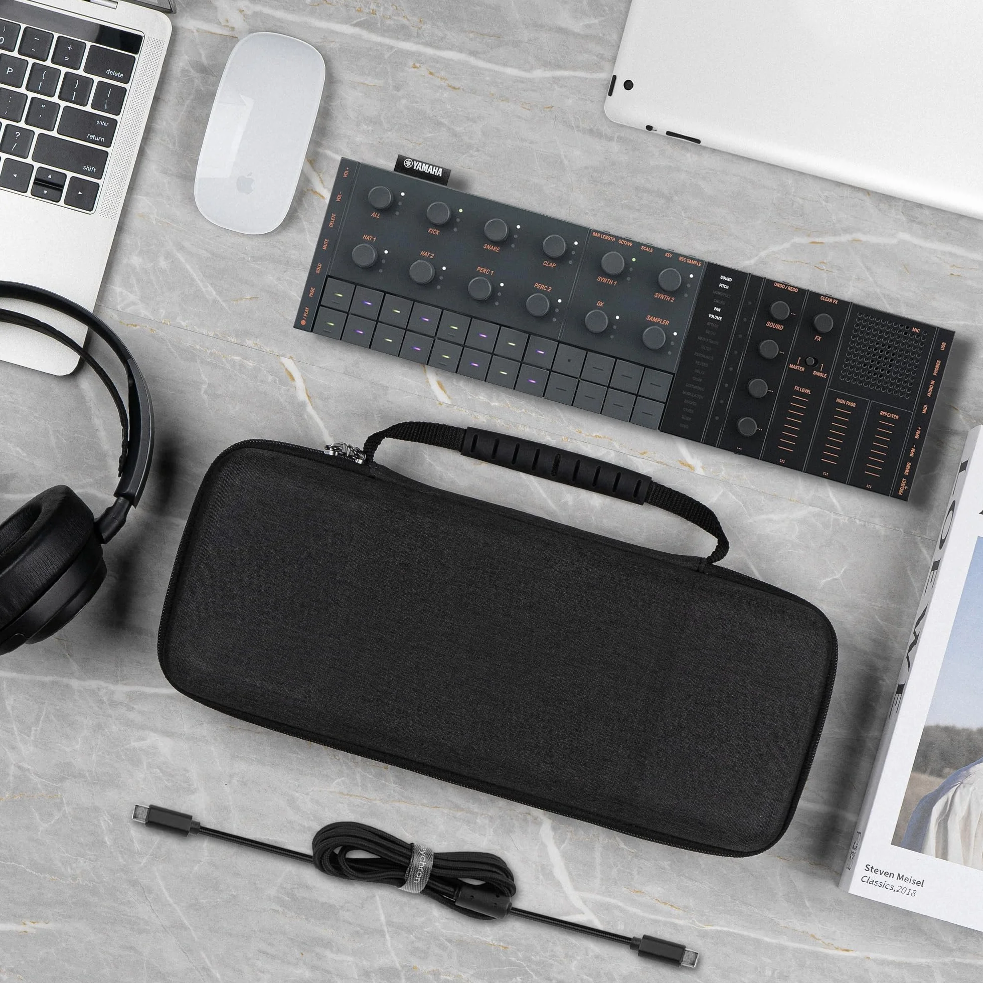 Geekria pokrowiec transportowy do interfejsu audio, kompatybilny z Yamaha SEQTRAK/Mobile Music Ideastation, twarda walizka podróżna z twardej skorupy EVA (ciemnoszary)