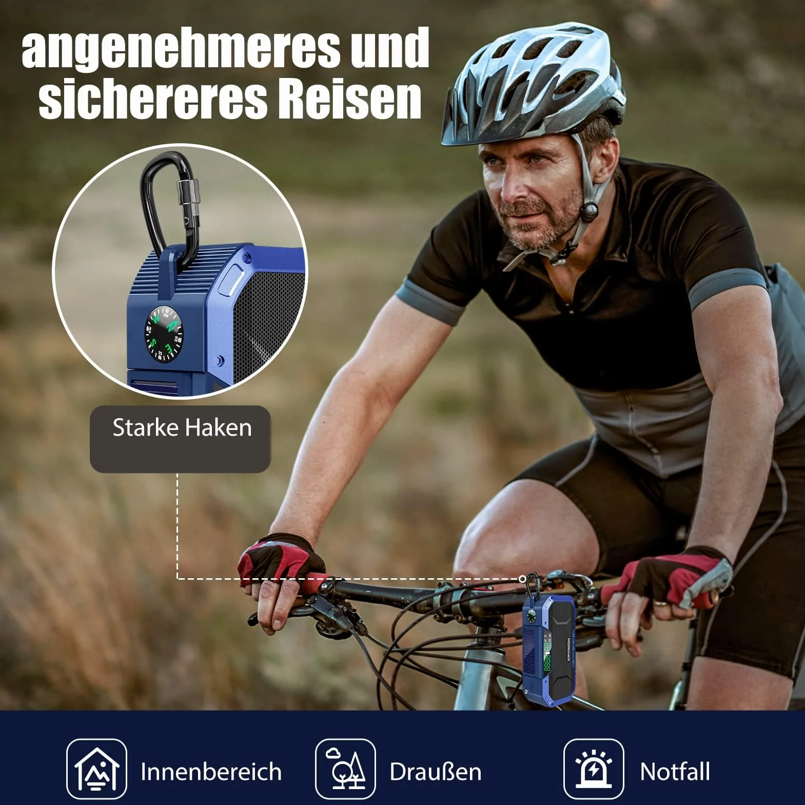KAYINOW Dynamo Solar Survival Radio - Głośnik Bluetooth, wodoodporne przenośne radio AM FM, 5000 mAh, akumulator, korba akumulatorowa, wielofunkcyjne radio awaryjne, kemping, SOS, latarka