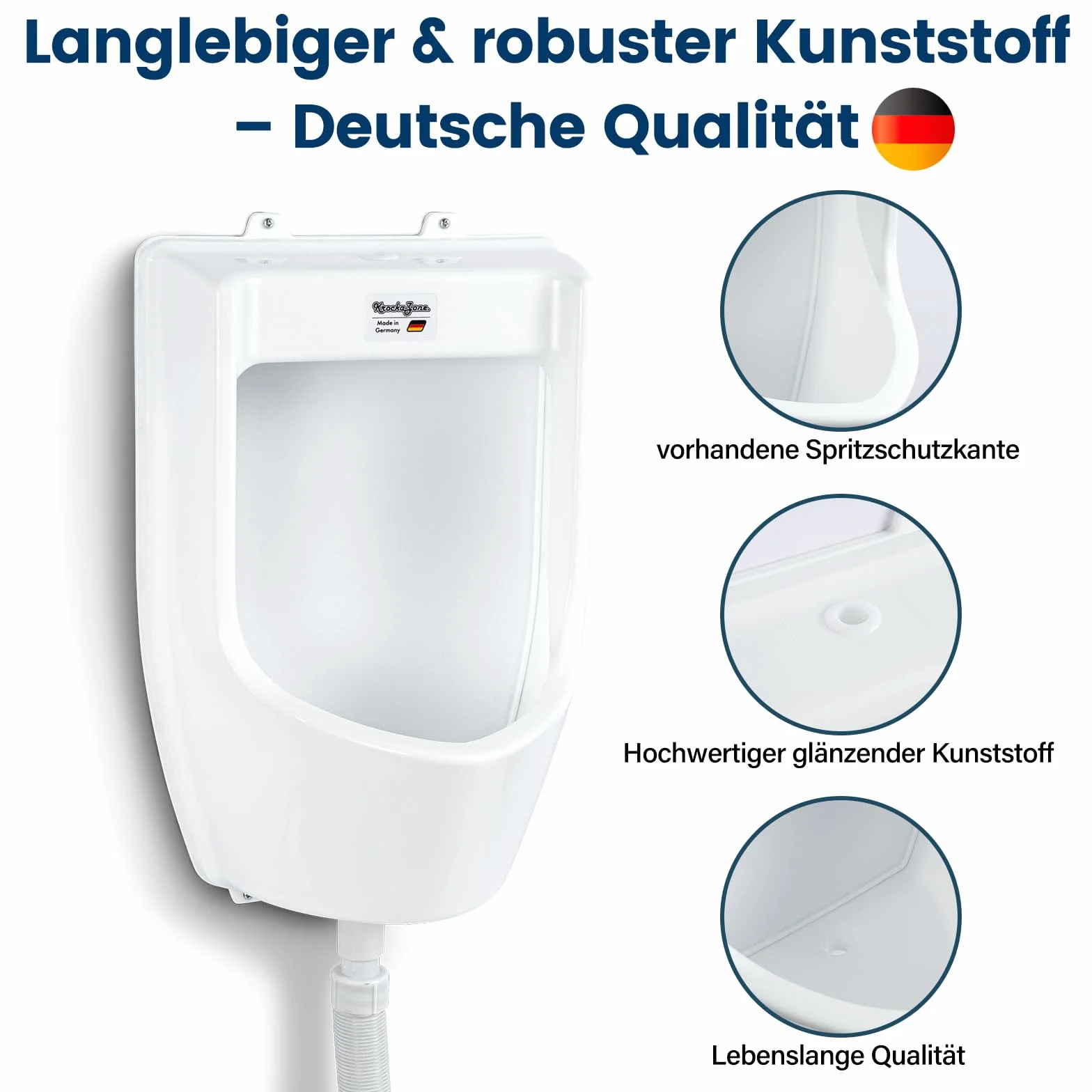 Pisuar z tworzywa sztucznego z wężem, sitkiem do pisuaru i akcesoriami – męski zestaw WC dla mężczyzn stojący toaleta miska pisuaru, plastikowy ścienny pisuar do ogrodu, toalety, domu, na kemping