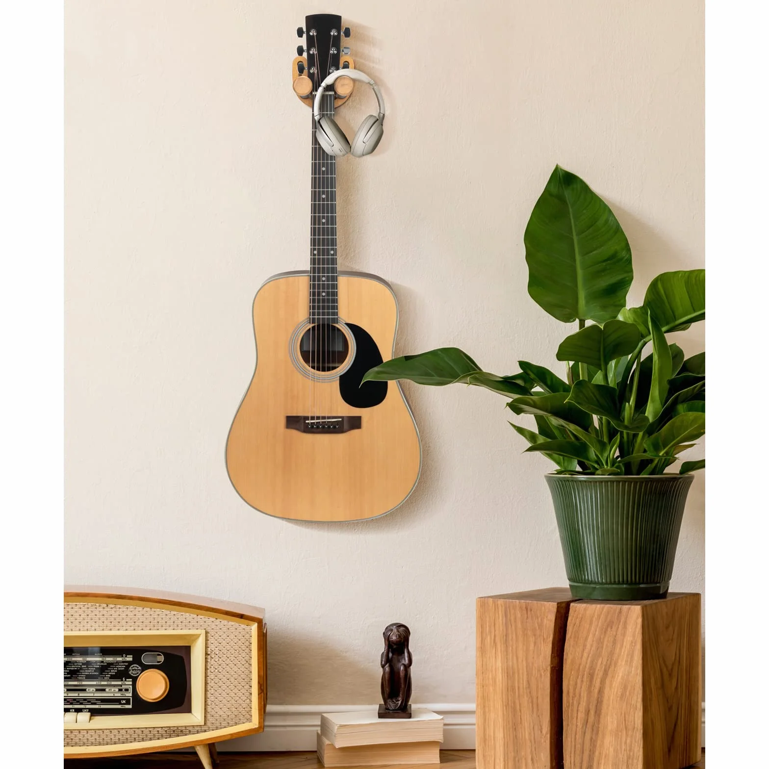 CAHAYA CY0297 uchwyt ścienny do gitary z regulowanym hakiem w kształcie litery U z 5 kostkami i 1 torbą na kostki do gitary akustycznej, e-basowej, banjo, ukulele, mandoliny