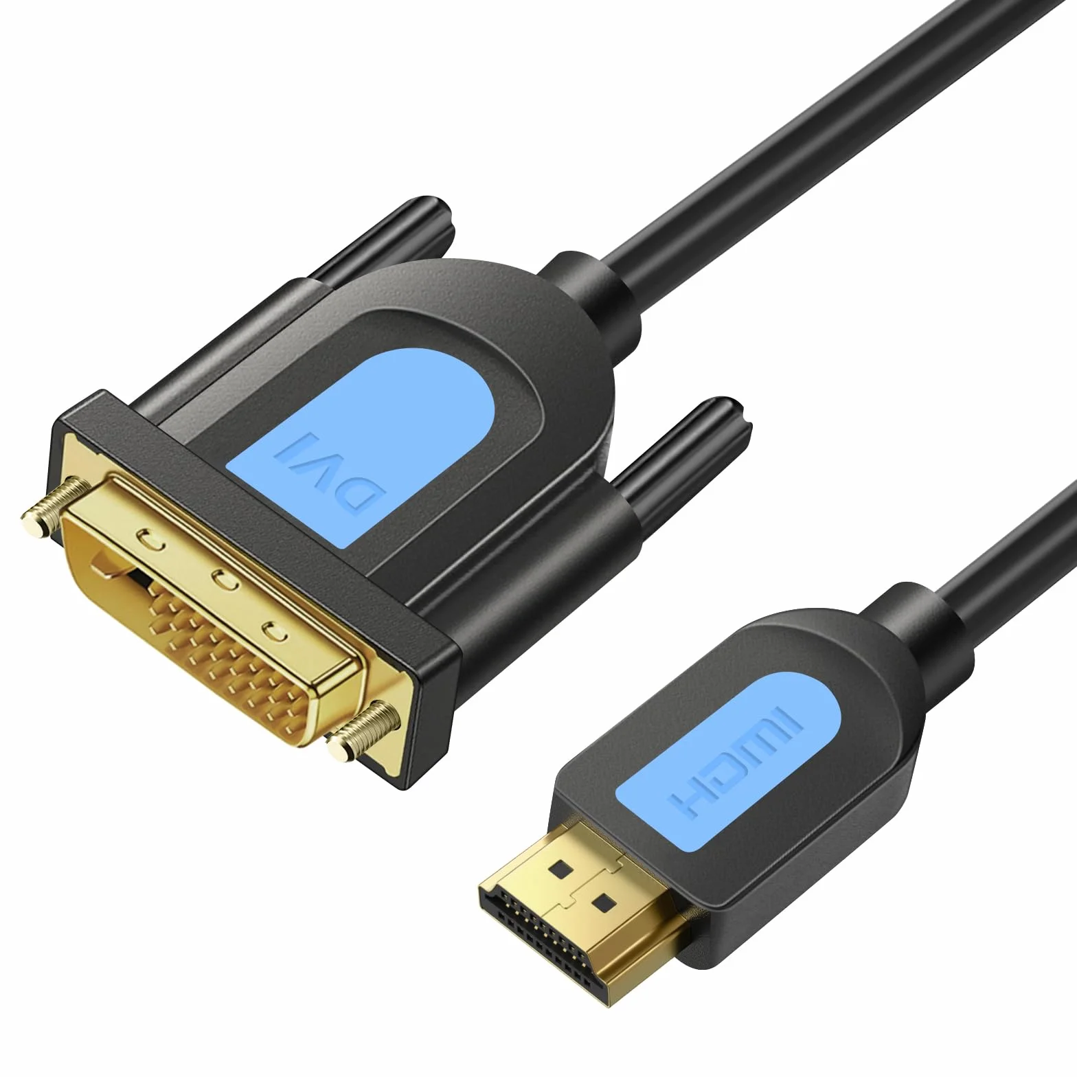 Tobfit kabel do adaptera HDMI na DVI 1,5 m, kabel adaptera HDMI-DVI 1080P Highspeed Full HD 24+1, dwukierunkowy konwerter obsługujący 3D