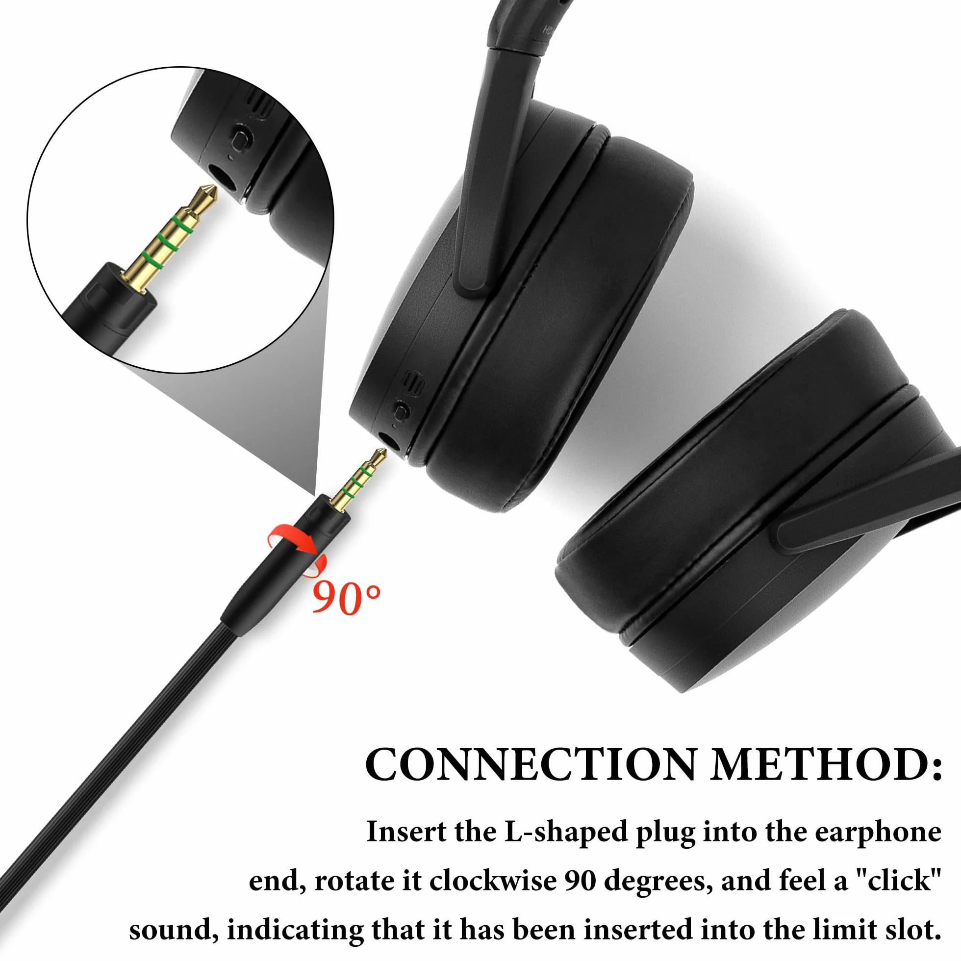 Kabel audio Geekria kompatybilny z Sennheiser Momentum 4/3/2, HD1 On-Ear, HD 458BT, HD4.50SE, HD4.50, HD350BT, 3,5 mm na 2,5 mm (zamienny kabel 1,2 m)