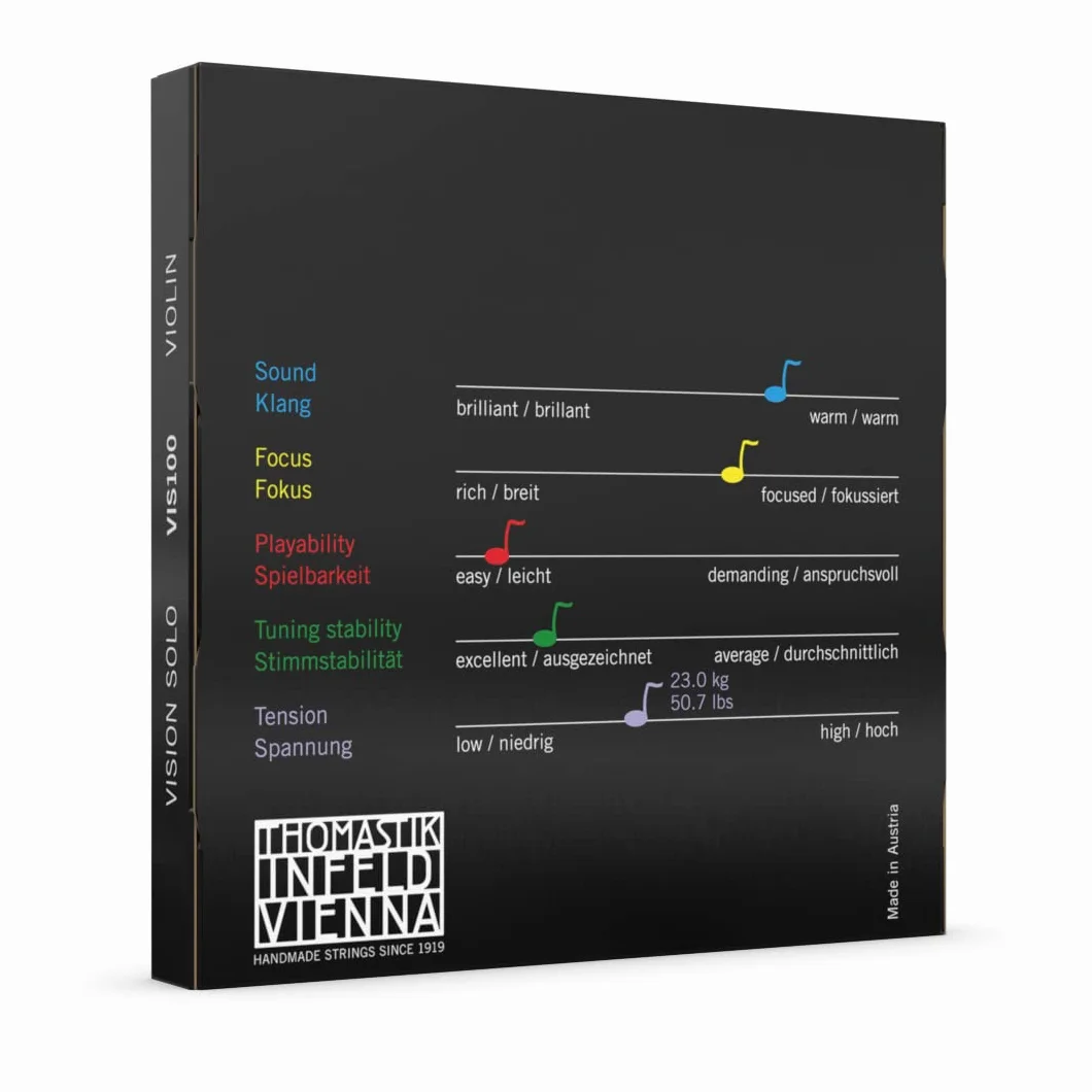 Thomastik-Infeld - Vision Solo - VIS100 - Zestaw 4 strun (D Alu) - 4/4 - Owijana aluminium - Napięcie 23kp/50.6lbs