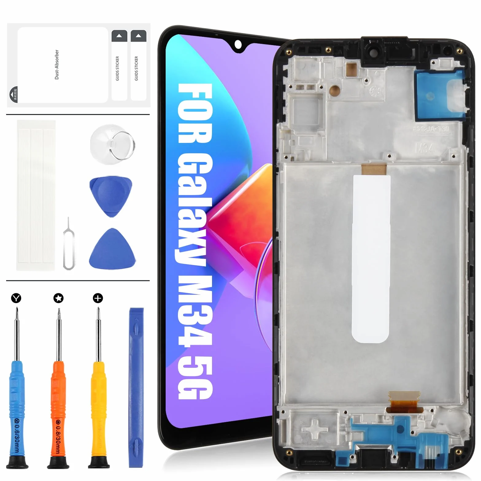 Ekran LCD TFT do Samsung Galaxy M34 5G wyświetlacz do Samsung M34 5G SM-M346B, SM-M346B/DS wyświetlacz LCD, ekran dotykowy, zestaw naprawczy digitizr (czarny z ramą, bez odcisków palców)