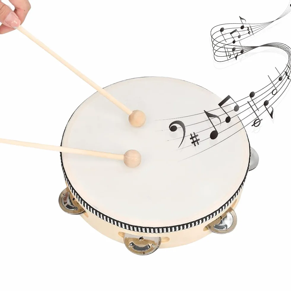 Drewniane bębny ręczne, jednorzędowy bęben ręczny, perkusja, ręczny tamburyn, bęben do tańca, zabawy, akompaniamentu śpiewu, 20 cm