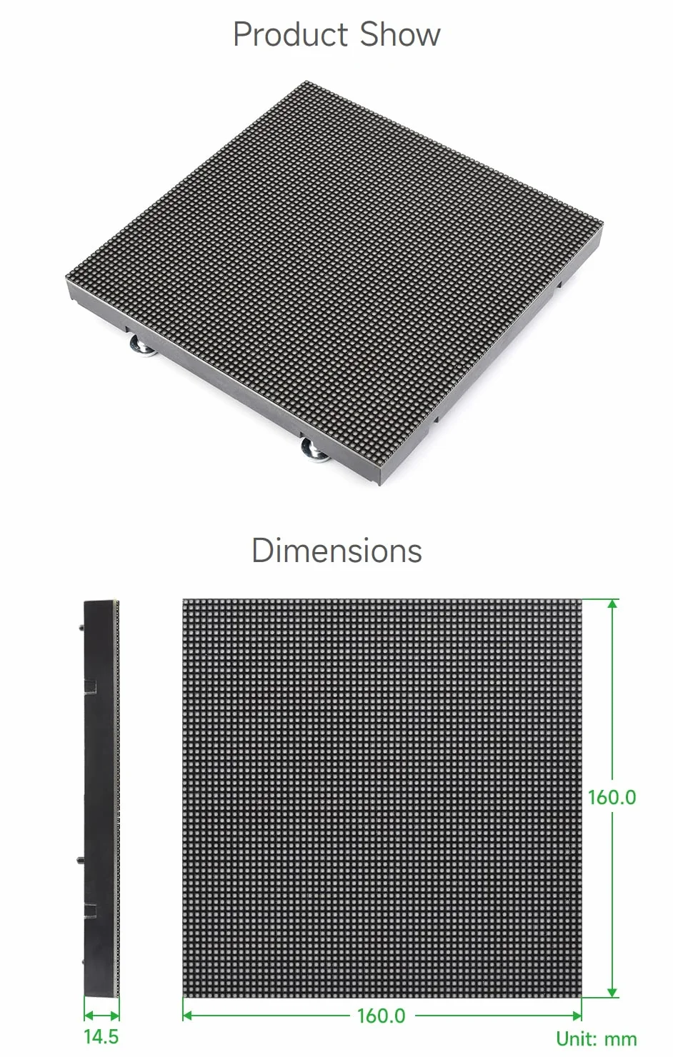 Waveshare RGB Full-Color LED Matrix Panel 2.5mm Pitch 64x64 Pixels Adjustable Brightness Compatible with Raspberry Pi/Pico/ESP32