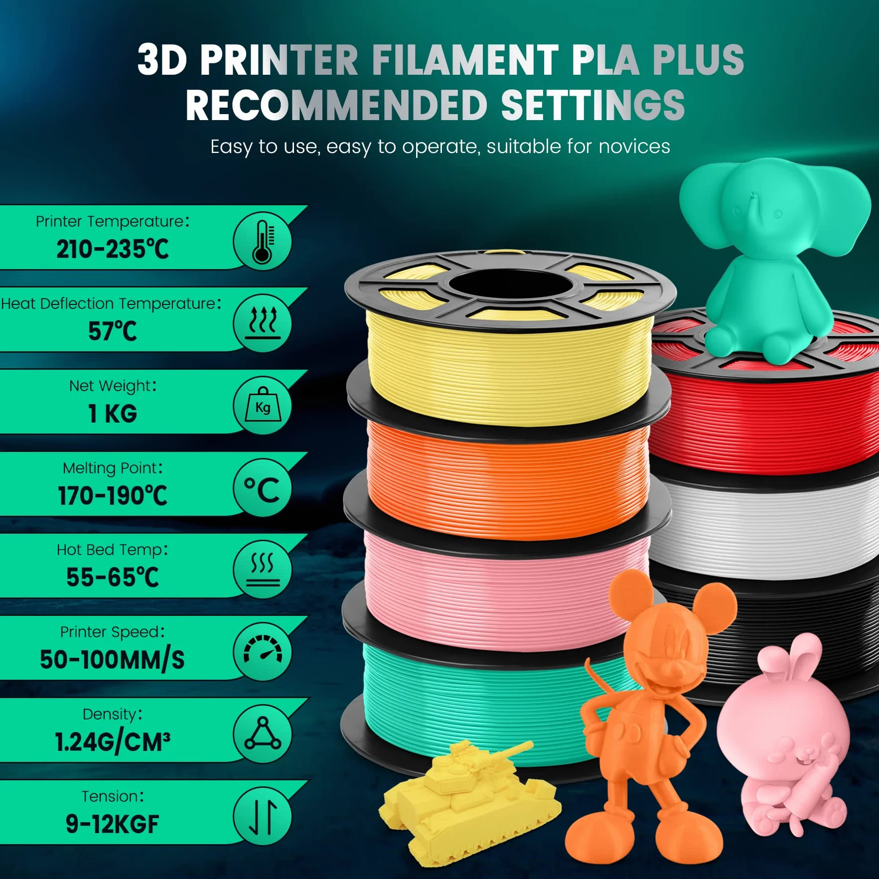 SUNLU Filament PLA+ 1,75 mm, zwiększona trwałość i wysoka wytrzymałość, filament do drukarki 3D PLA Plus FDM, szpula 1 kg, PLA + drewno (dąb)