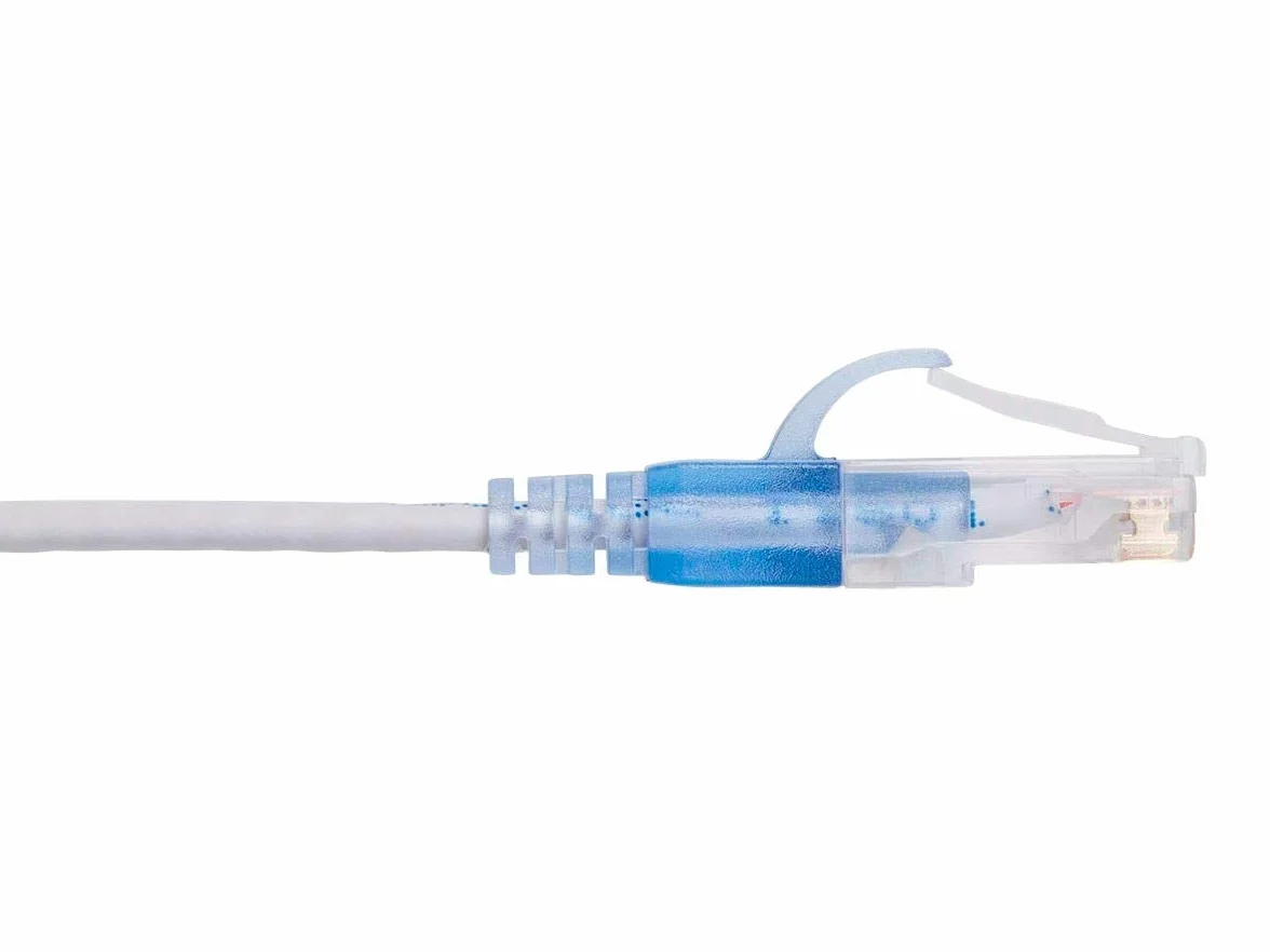 Monoprice Kabel krosowy Ethernet Cat6A, 10 sztuk, Snagless RJ45, 550 MHz, 10G, UTP, czysty drut miedziany, 30AWG, 15 cm, biały - seria SlimRun