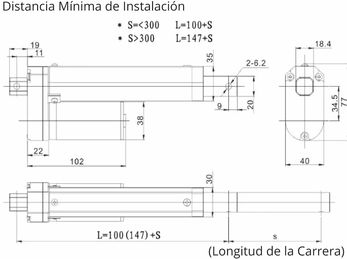 Justech Silnik liniowy, napęd regulacyjny, otwieracz bramy, silnik liniowy 12 V DC 750 N, 100 mm, technika liniowa, elektryczny silnik prądu stałego, cylinder, silnik do pchania mebli samochodowych