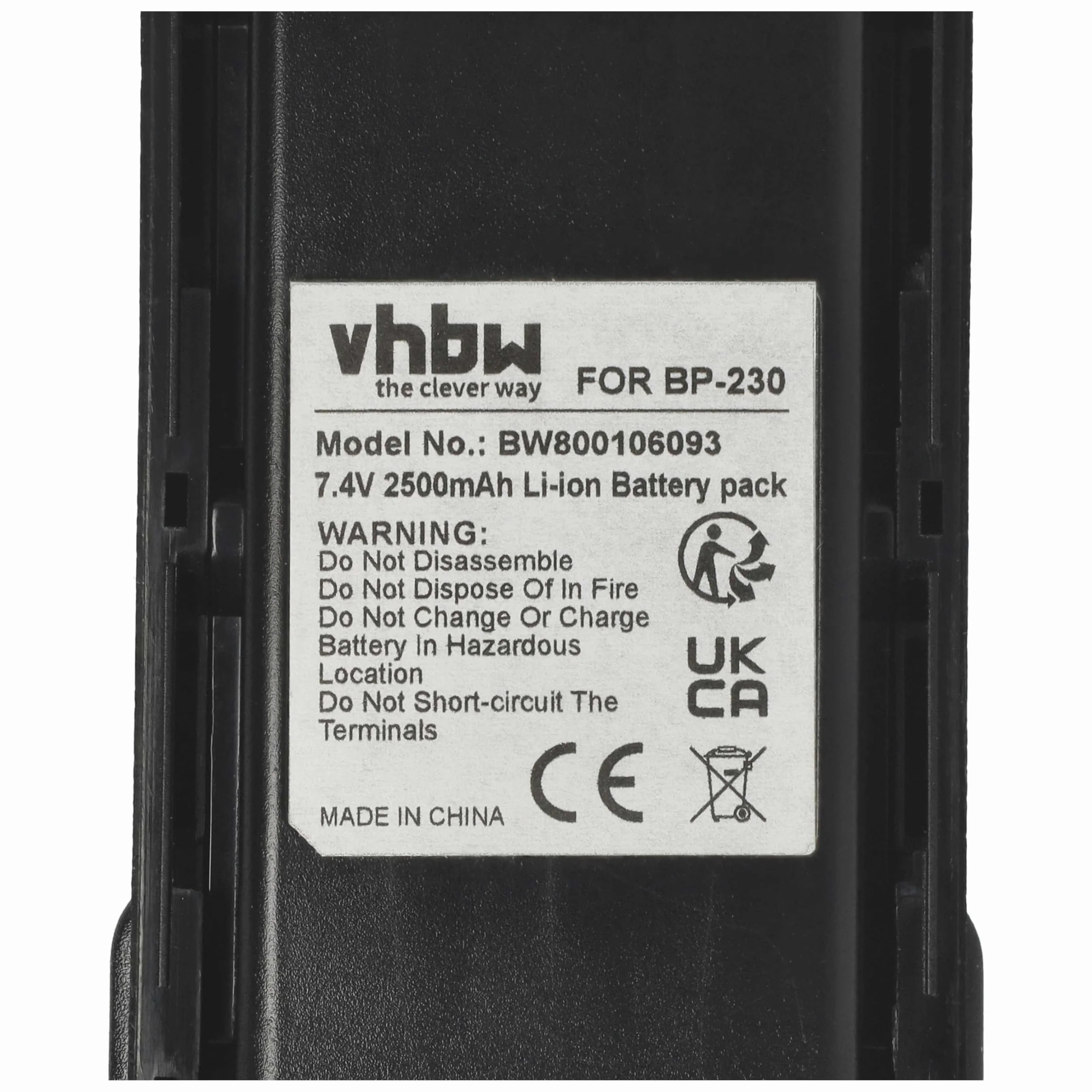 vhbw Bateria zamienna do Icom BP-232N, BP-232WP do krótkofalówki, Walkie Talkie (2500 mAh, 7,4 V, litowo-jonowa)