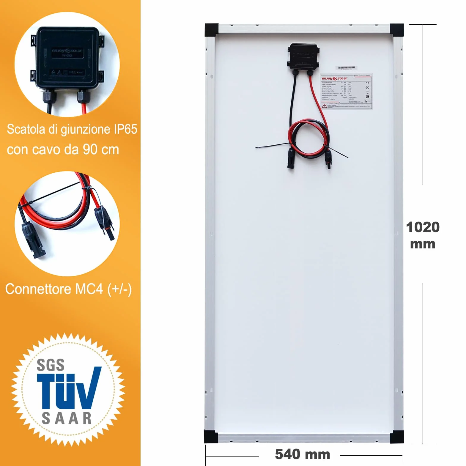 enjoy solar® Monokrystaliczny Panel słoneczny 100W 12V, PERC 9BB – idealny do kampera, instalacji balkonowej, altanki, łodzi