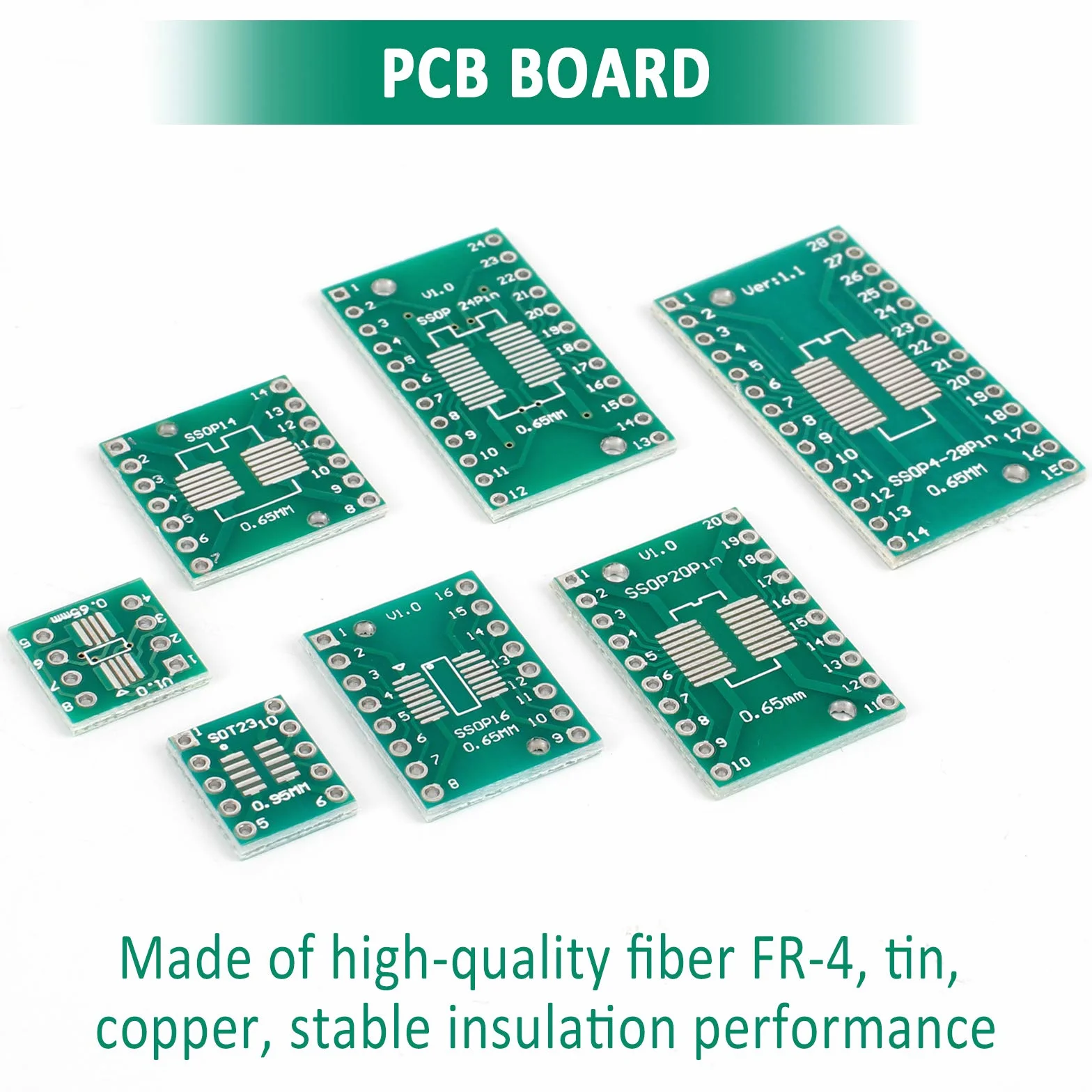 70 szt. płytka drukująca PCB prototypy płytka drukowana uniwersalna prototypy płytka drukowana dwustronna do lutowania DIY (7 rozmiarów, zielona)