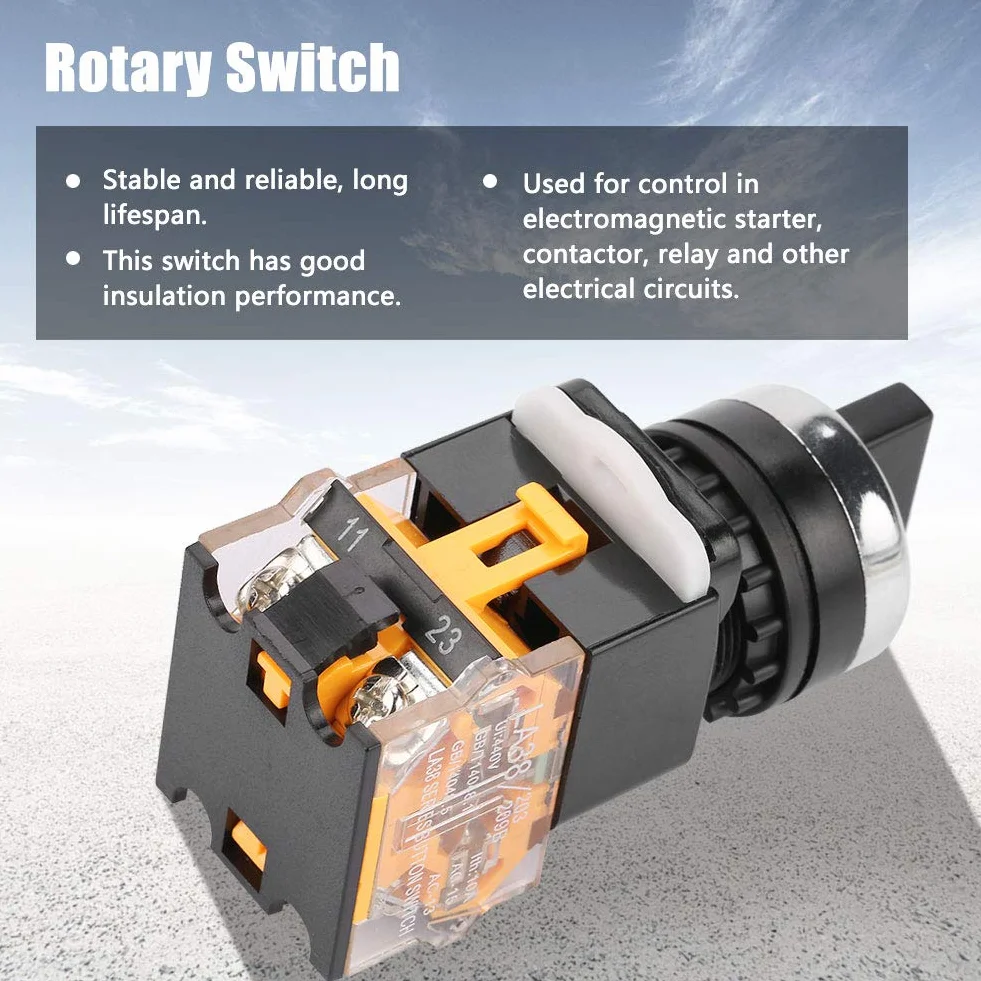 Momentary pokrętło LA38-11BX22 Mini 2 pozycje samoresetujący przełącznik obrotowy Momentary Switch 22 mm średnica otworu montażowego