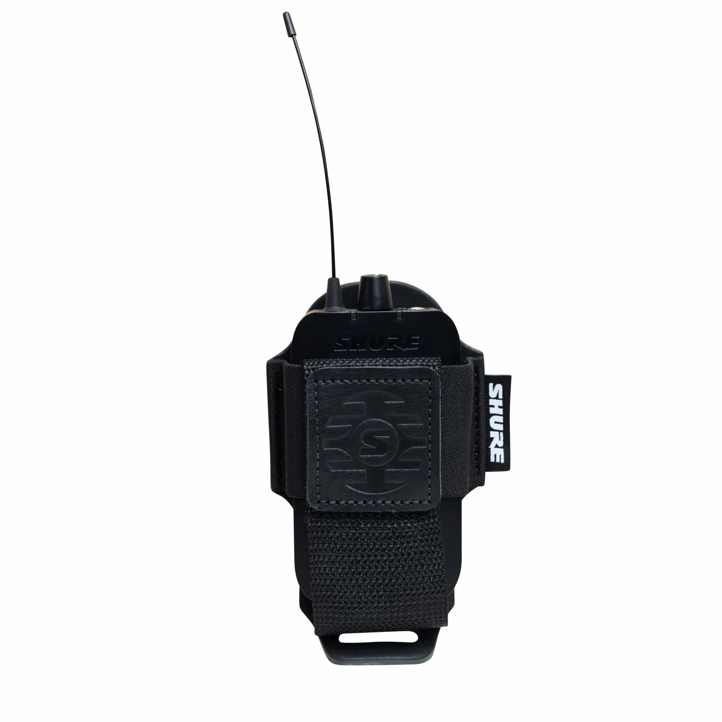Shure Premium skórzana saszetka na pasek do bezprzewodowego nadajnika mikrofonu, czarna (SH-BODYPACK-PBK-L)