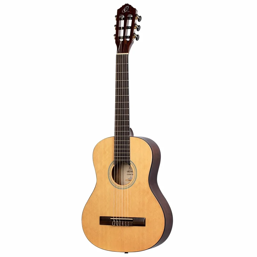Ortega Guitars 1/2 Classical Guitar – Seria Student – Świerk/Katalpa, Wykończenie Naturalne, Połysk (RST5-1/2)