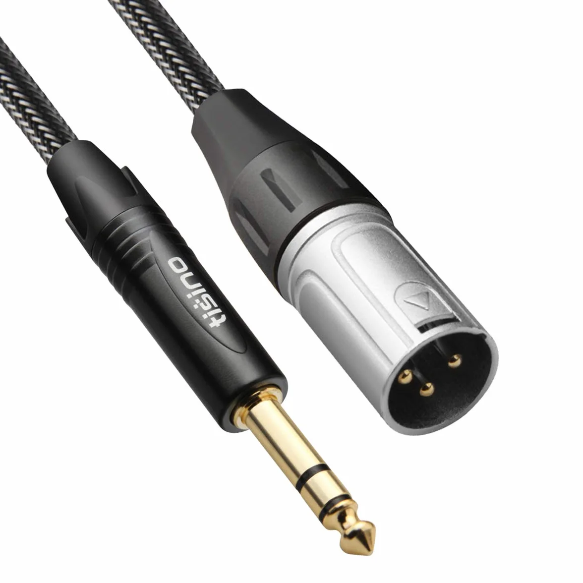 Tisino Kabel 6,35 mm TRS na XLR męski, zbalansowany kabel audio, 20 AWG OFC ekranowany, pozłacane złącza, nylonowy oplot, do miksera, głośnika aktywnego, wzmacniacza i sprzętu audio-3m