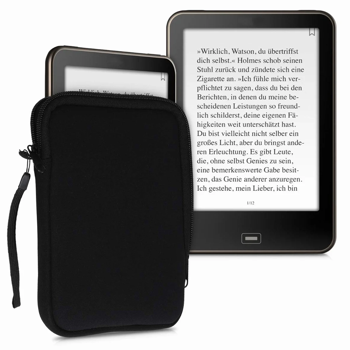 kwmobile Neoprenowe etui na czytnik e-booków rozmiar 15.2 cm – uniwersalne etui na e-booki z zamkiem błyskawicznym – czarne