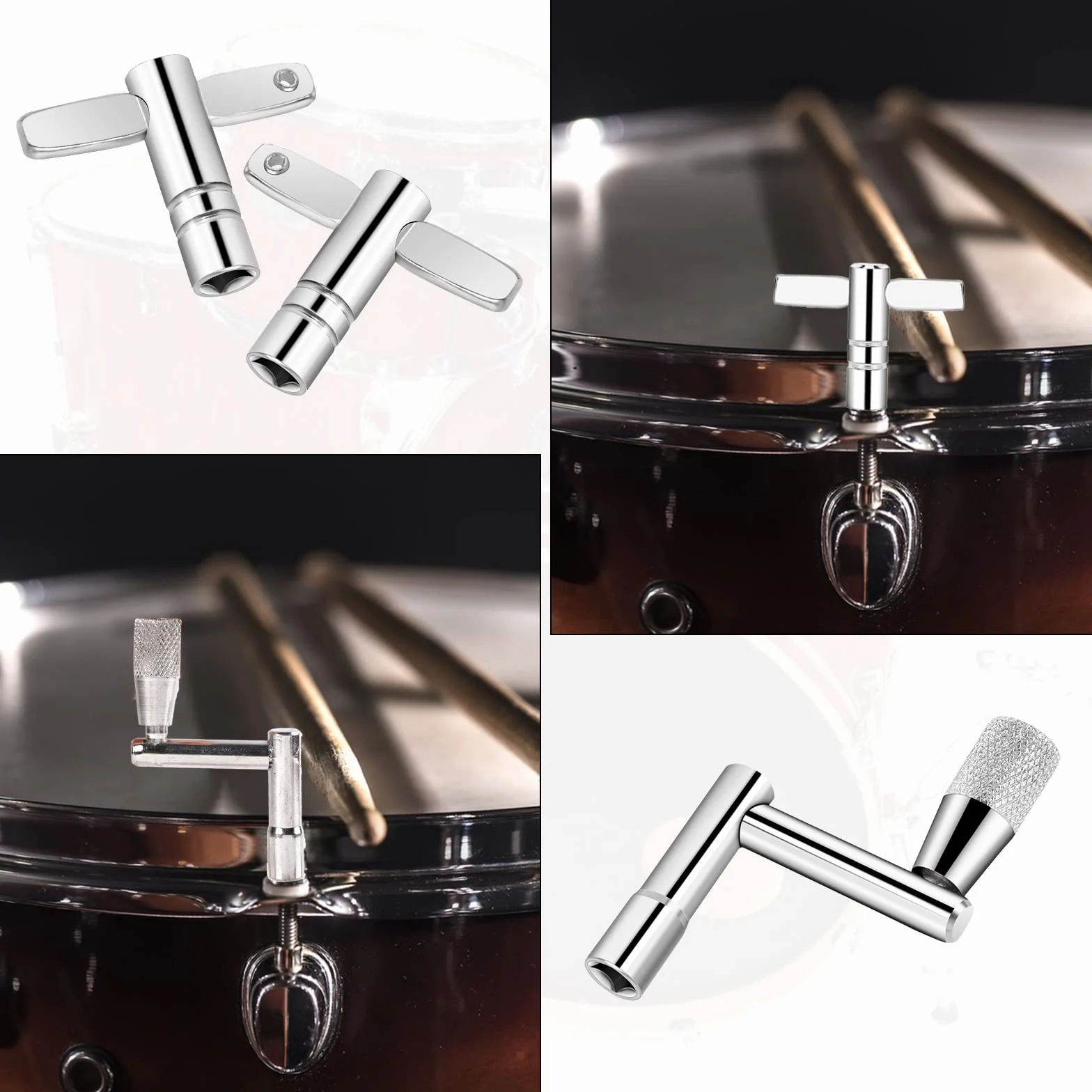 4 klucze perkusyjne srebrne do perkusji ​ klucz do strojenia perkusji instrument muzyczny klucz perkusyjny do perkusji, bębna
