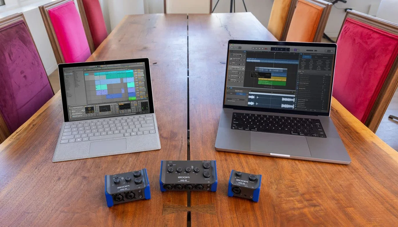 ZOOM AMS-22 Interfejs audio USB do produkcji muzycznej i transmisji na żywo – kompaktowy, mobilny i wszechstronny, 2 wejścia, idealny dla muzyków solowych
