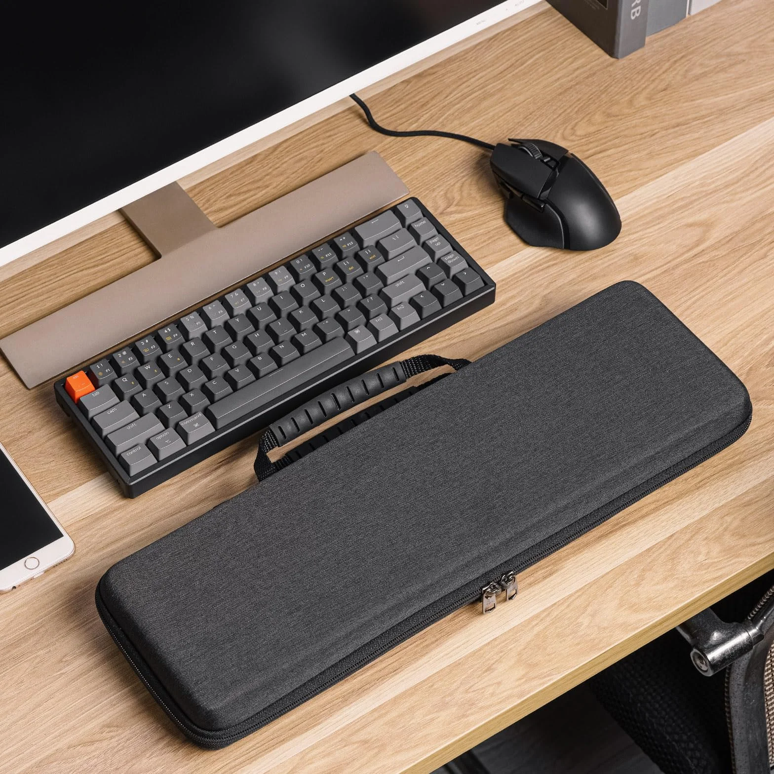 Geekria 65% etui na klawiaturę + mysz, twarda obudowa podróżna na 68 klawiszy, kompaktowa klawiatura, kompatybilna z Keychron K6, Nuphy Halo65